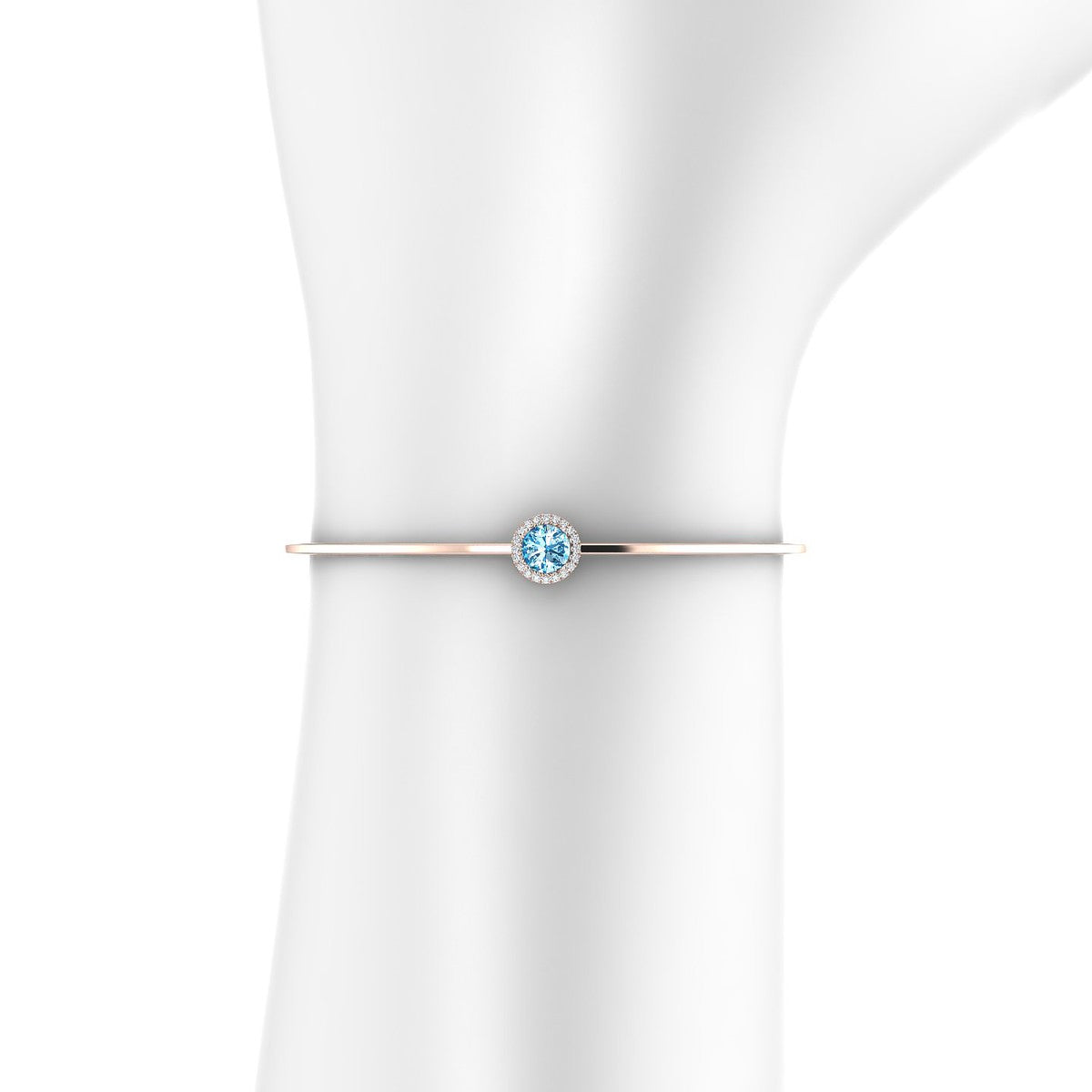 Solar | 18k Rose Gold 6 mm Round Topaz Bangle