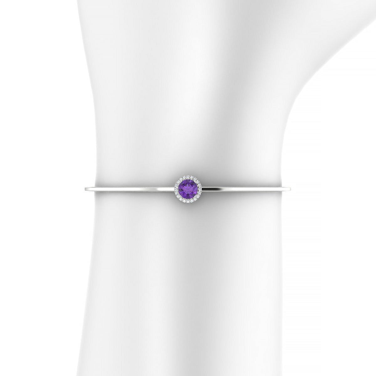 Solar | 18k White Gold 6 mm Round Amethyst Bangle