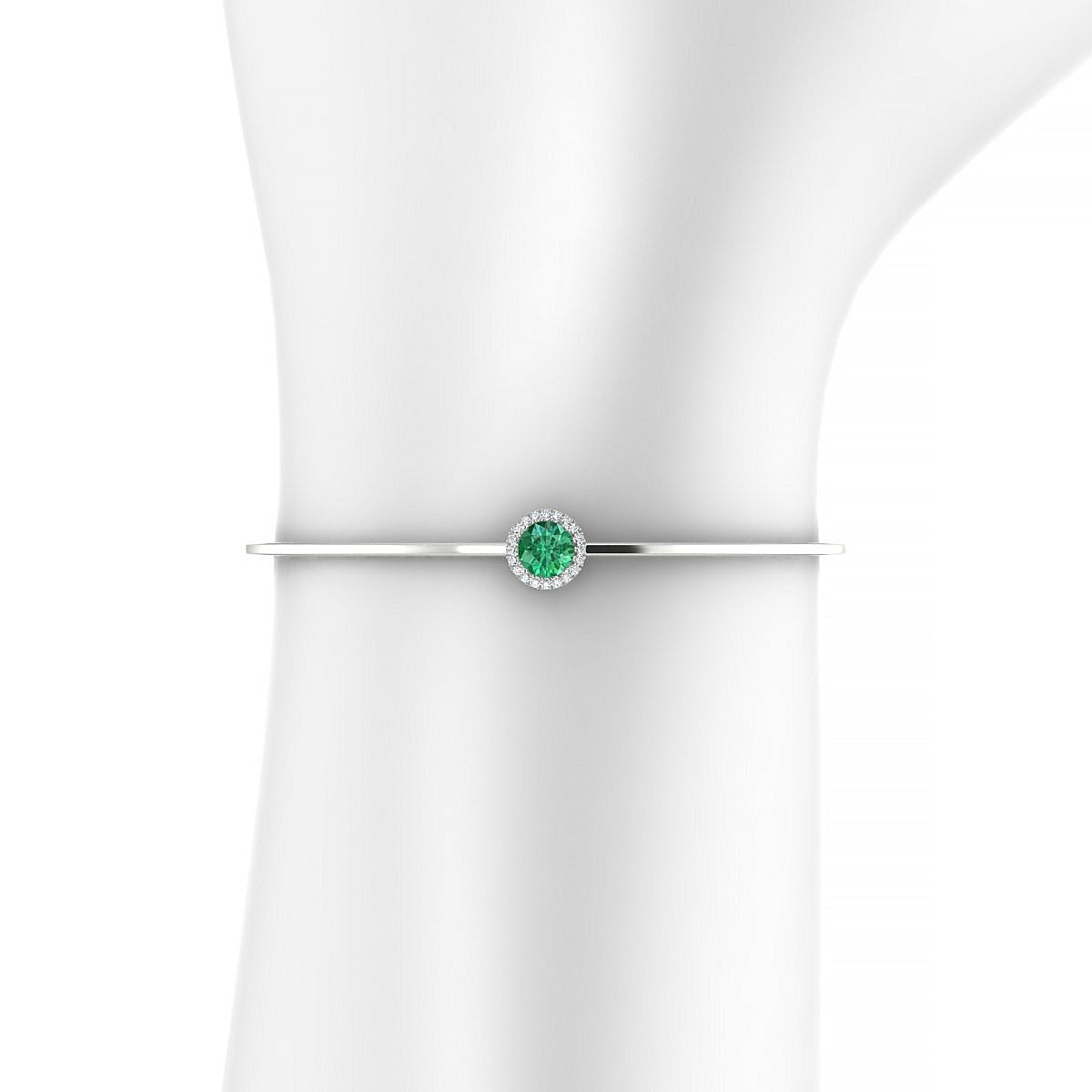 Solar | 18k White Gold 6 mm Round Emerald Bangle