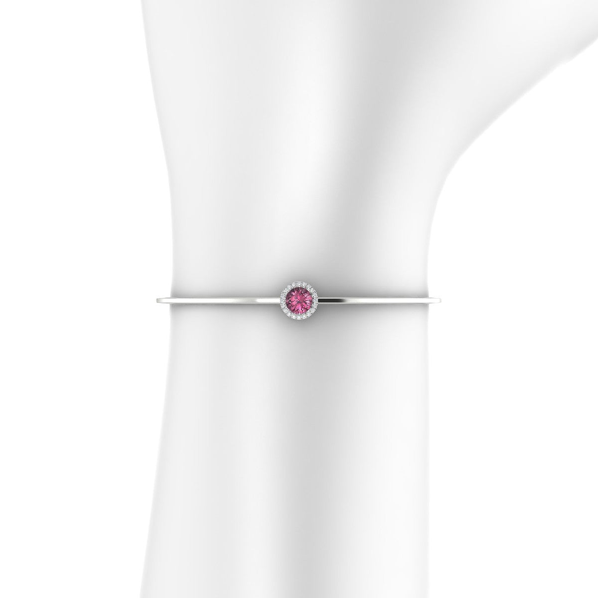 Solar | 18k White Gold 6 mm Round Rhodolite Bangle