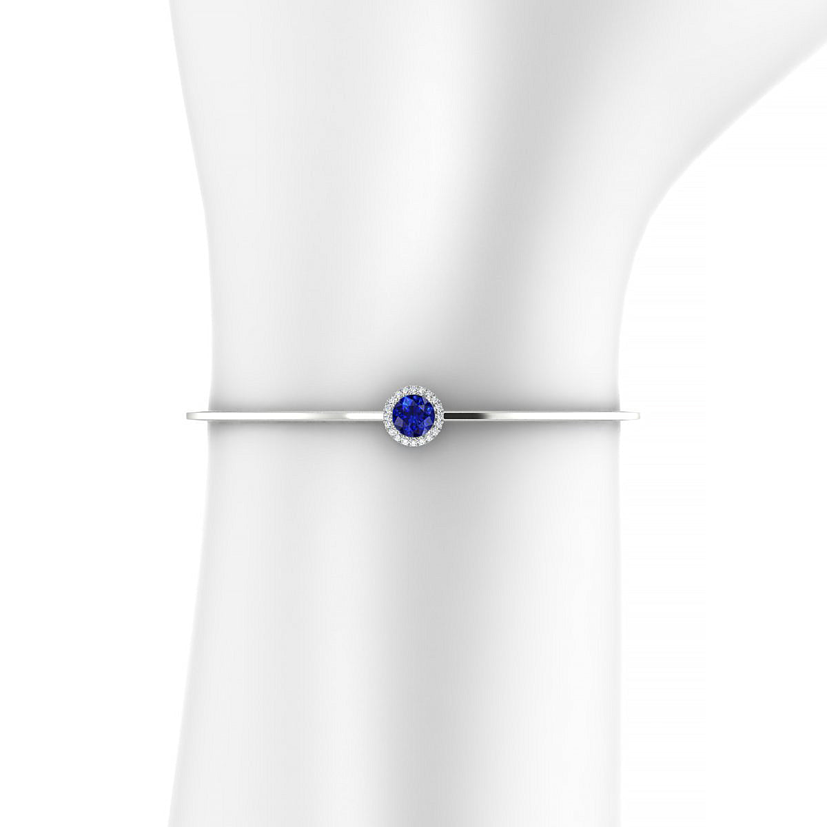Solar | 18k White Gold 6 mm Round Sapphire Bangle