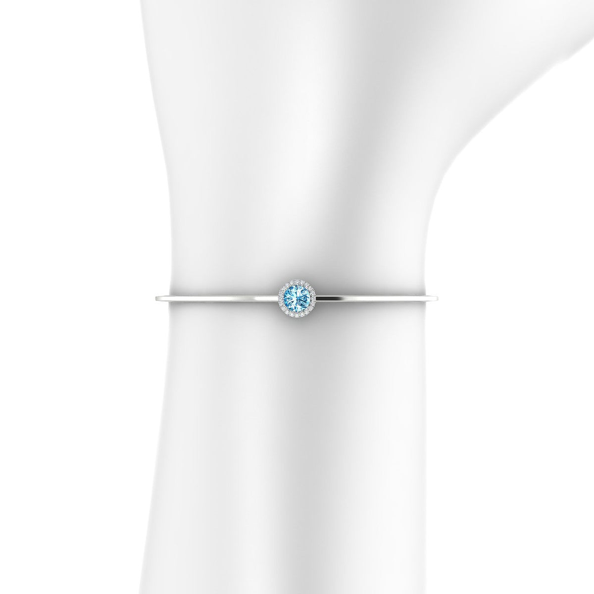 Solar | 18k White Gold 6 mm Round Topaz Bangle