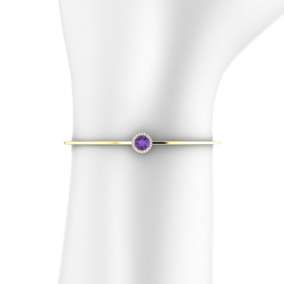 Solar | 18k Yellow Gold 6 mm Round Amethyst Bangle