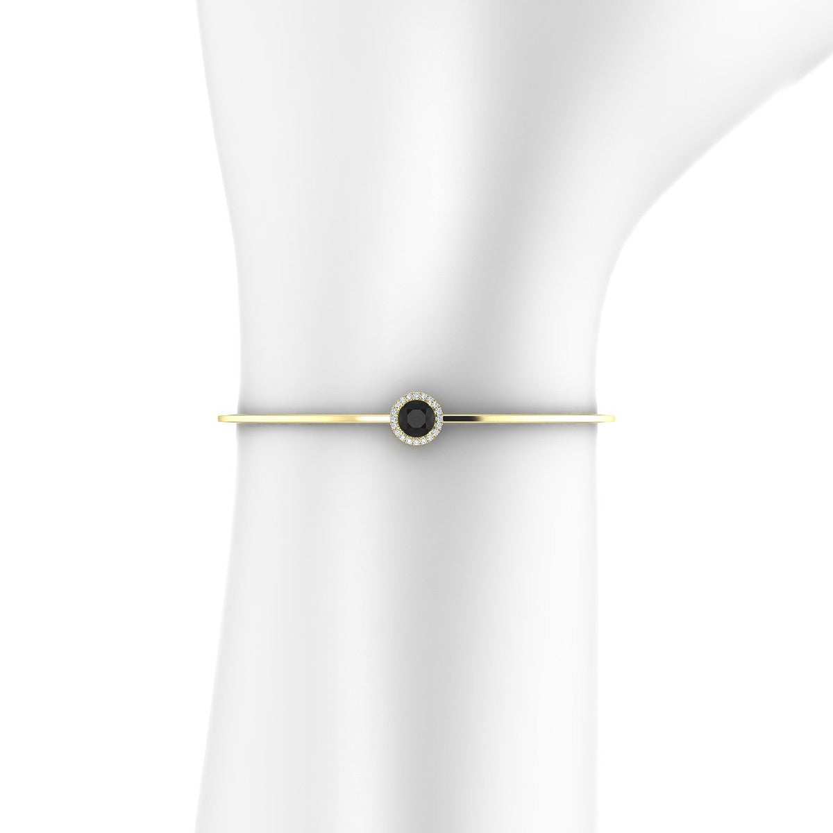 Solar | 18k Yellow Gold 6 mm Round Black Diamond Bangle