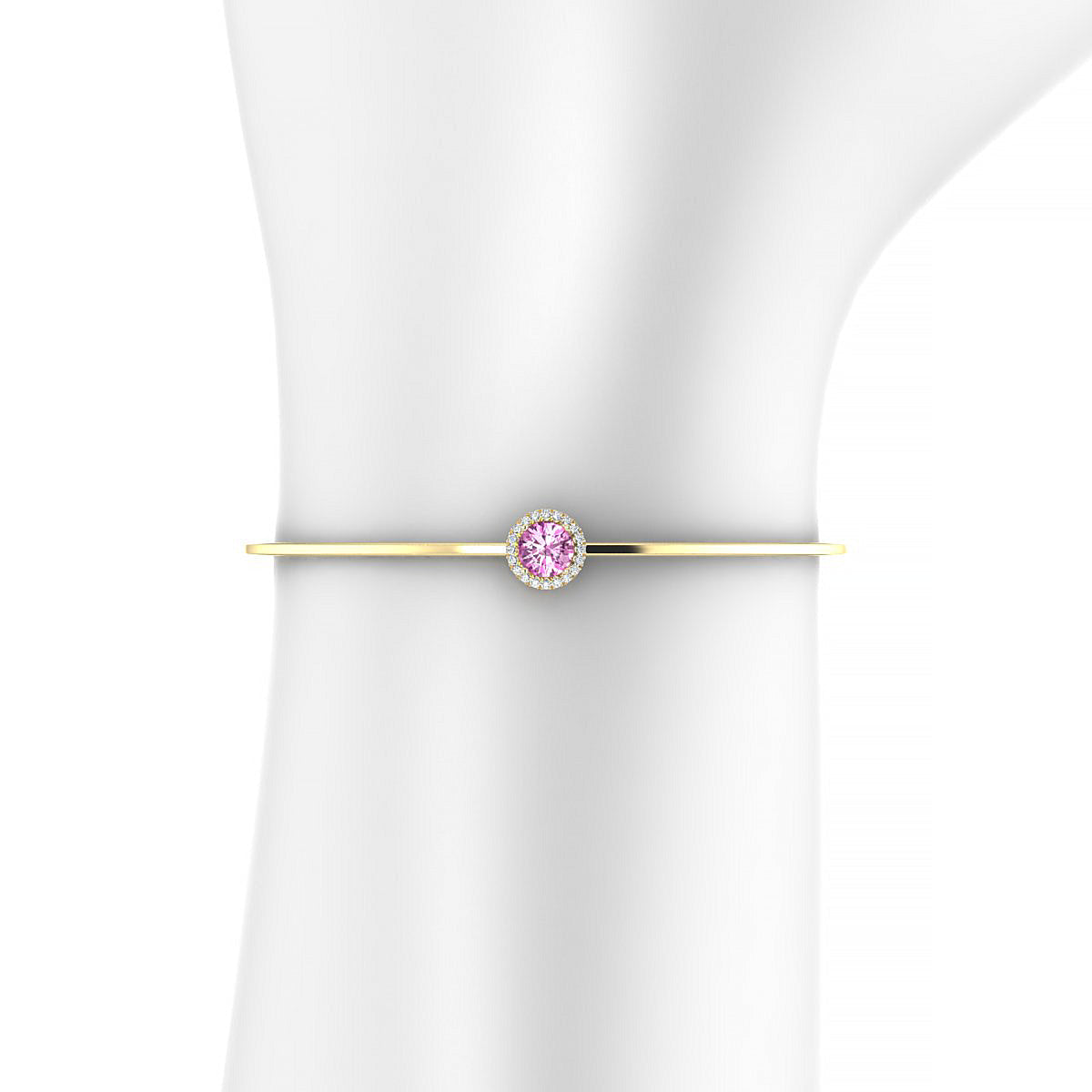 Solar | 18k Yellow Gold 6 mm Round Pink Sapphire Bangle