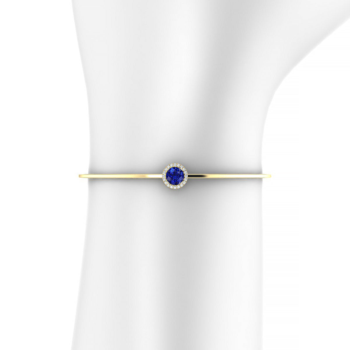 Solar | 18k Yellow Gold 6 mm Round Sapphire Bangle