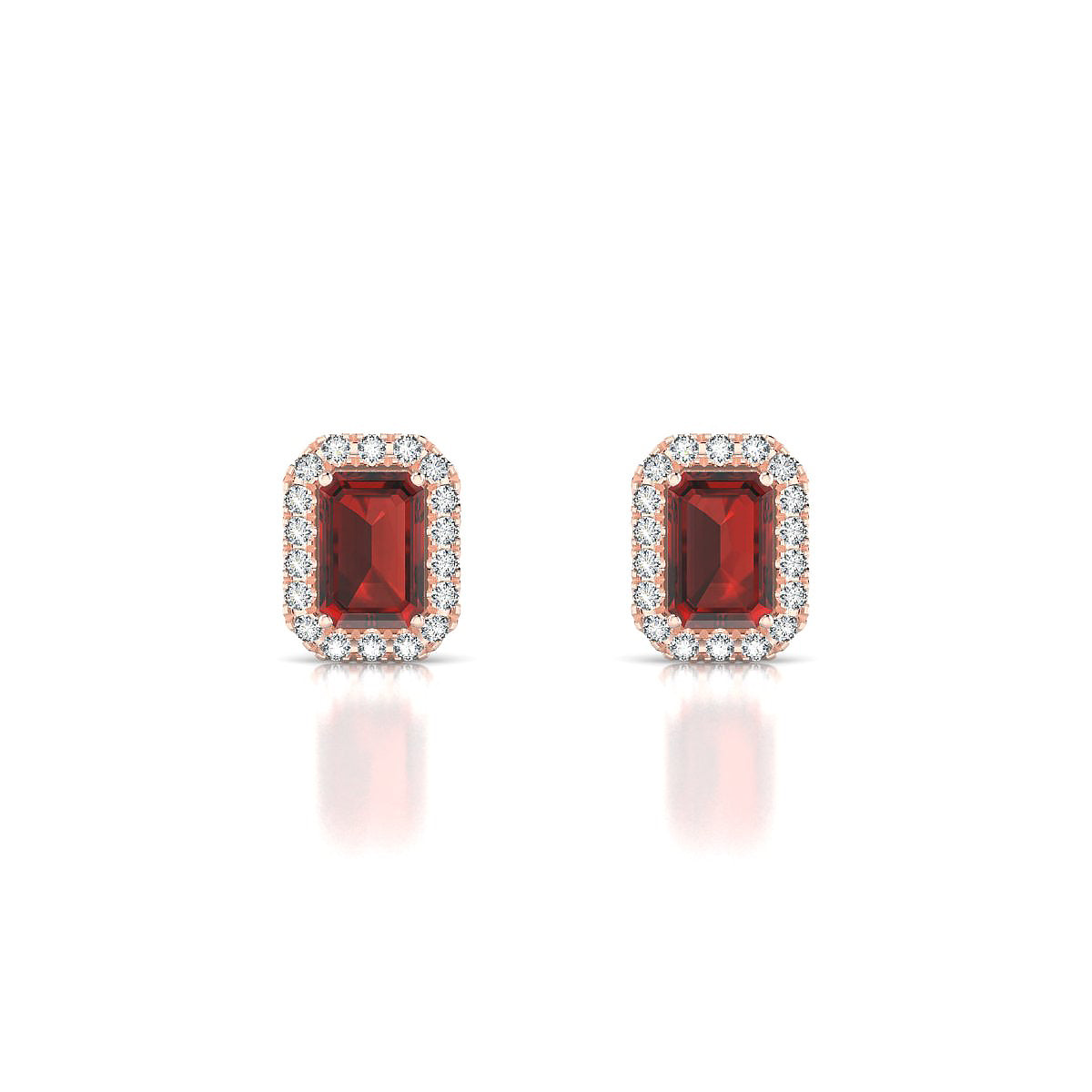 Solar | 18k Rose Gold 6 x 4 mm Emerald Garnet Earrings