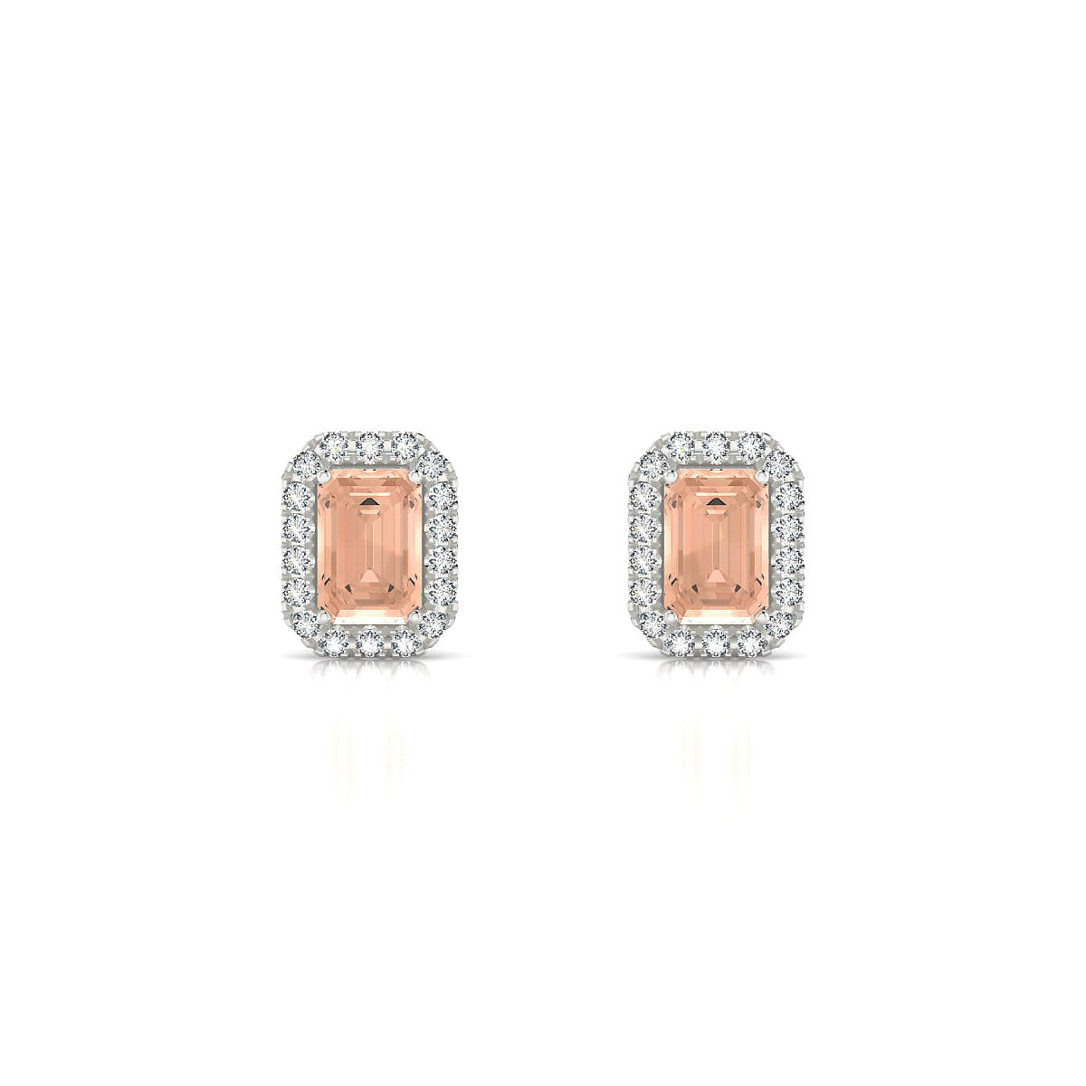 Solar | 18k White Gold 6 x 4 mm Emerald Morganite Earrings
