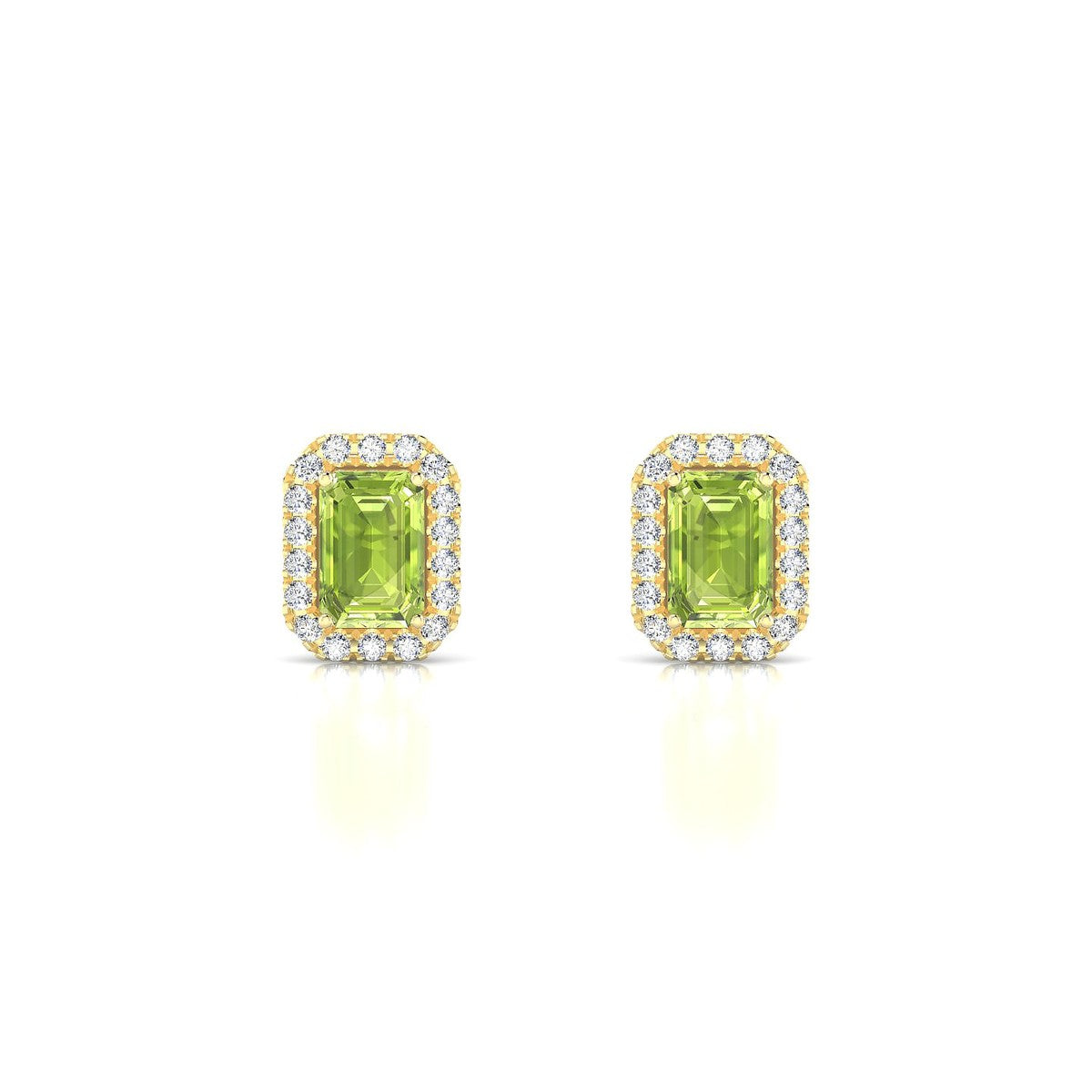 Solar | 18k Yellow Gold 6 x 4 mm Emerald Peridot Earrings