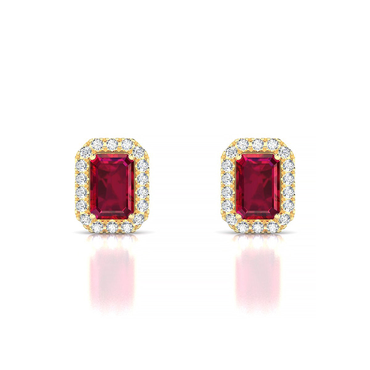 Solar | 18k Yellow Gold 6 x 4 mm Emerald Ruby Earrings