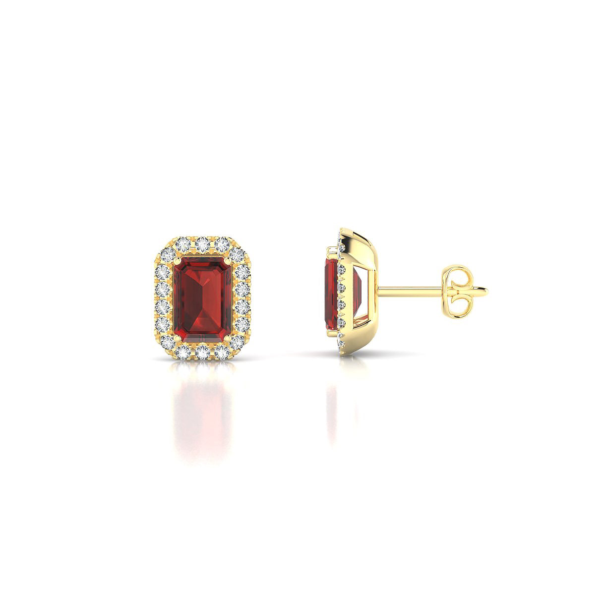 Solar | 18k Yellow Gold 6 x 4 mm Emerald Garnet Earrings