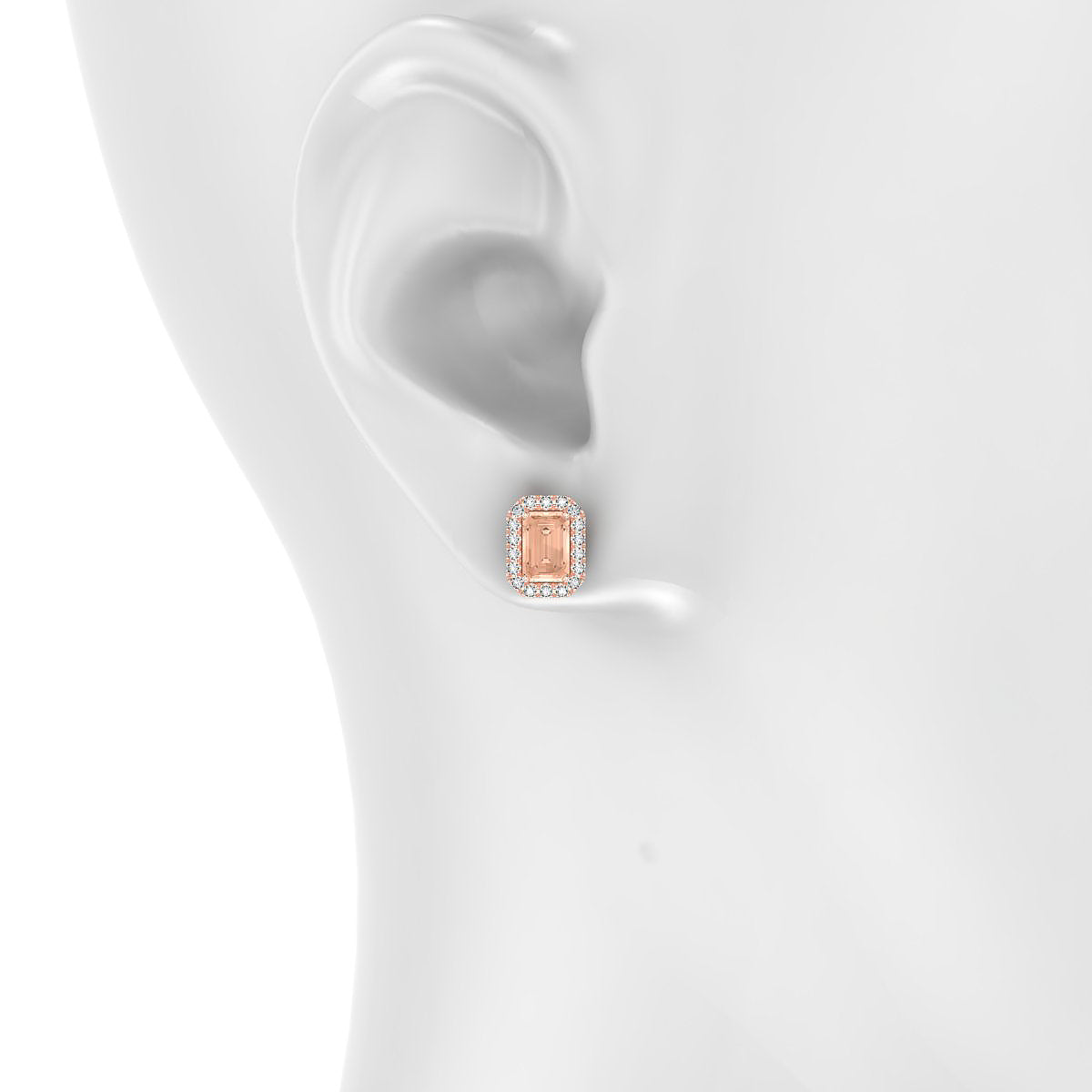 Solar | 18k Rose Gold 6 x 4 mm Emerald Morganite Earrings