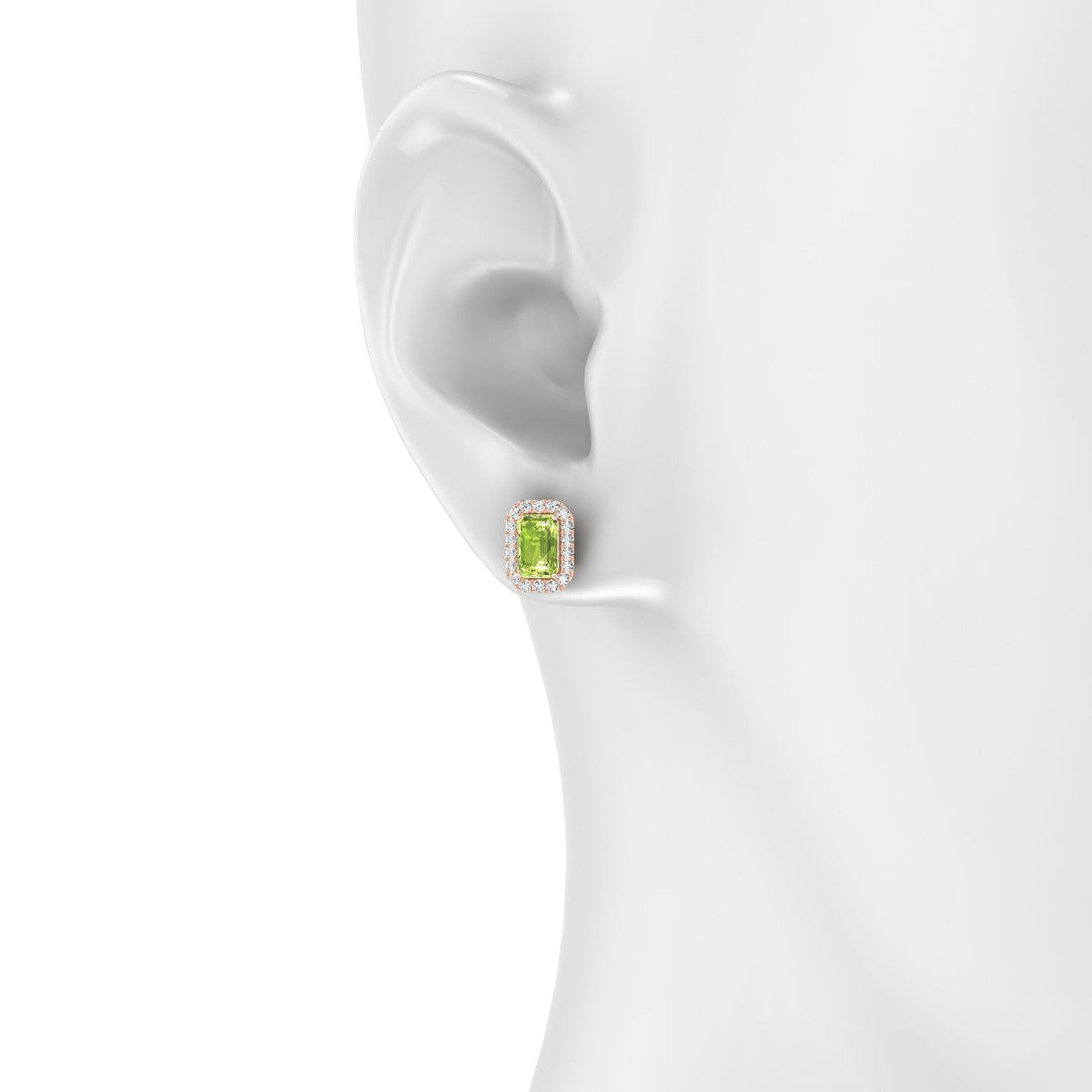 Solar | 18k Rose Gold 6 x 4 mm Emerald Peridot Earrings