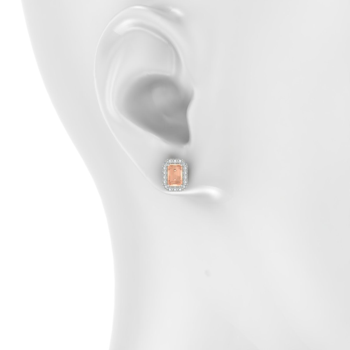 Solar | 18k White Gold 6 x 4 mm Emerald Morganite Earrings