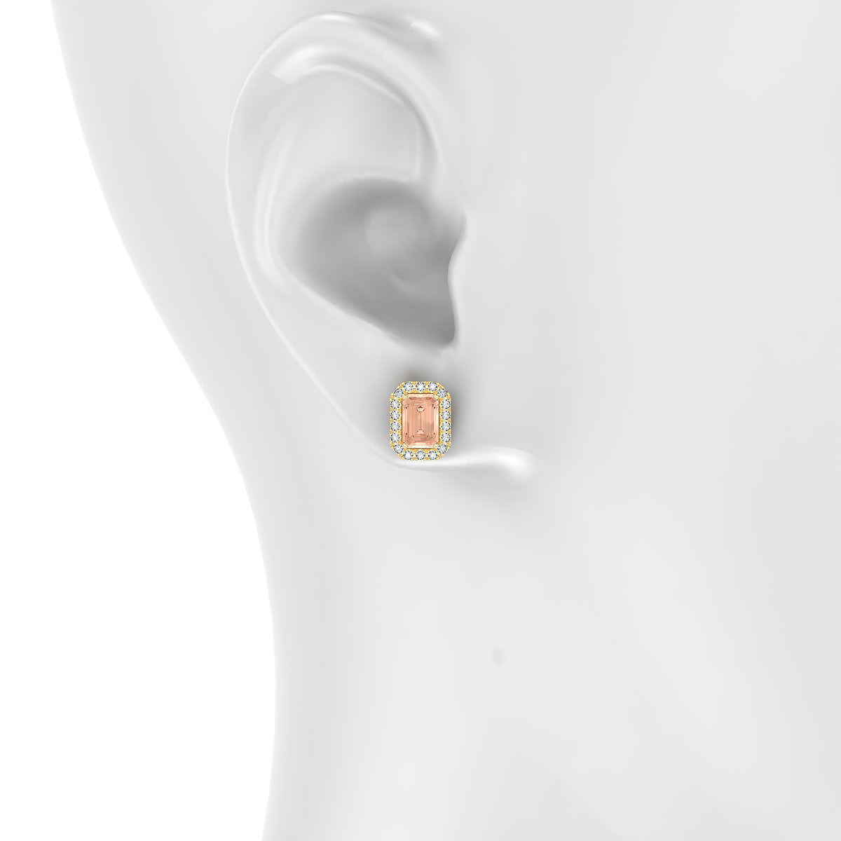 Solar | 18k Yellow Gold 6 x 4 mm Emerald Morganite Earrings