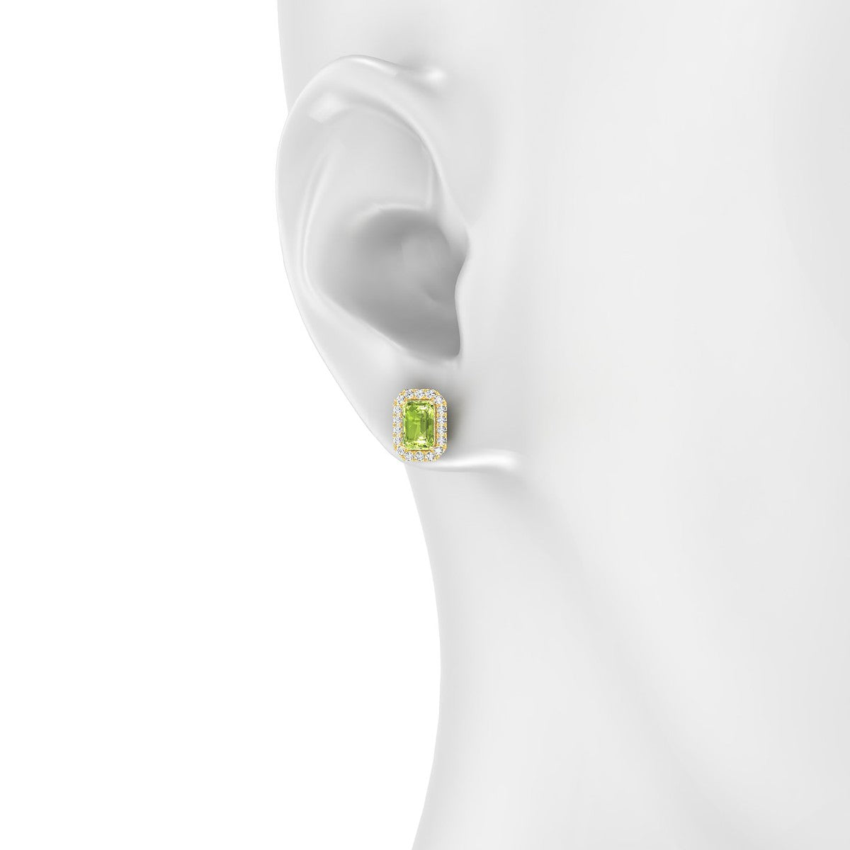 Solar | 18k Yellow Gold 6 x 4 mm Emerald Peridot Earrings