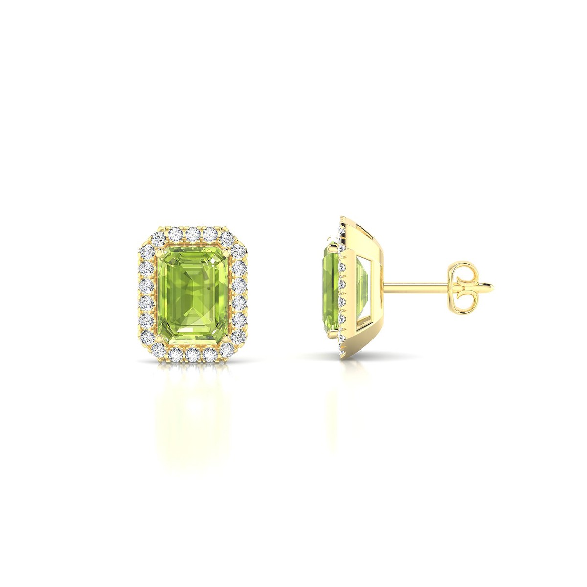 Solar | 18k Yellow Gold 7 x 5 mm Emerald Peridot Earrings