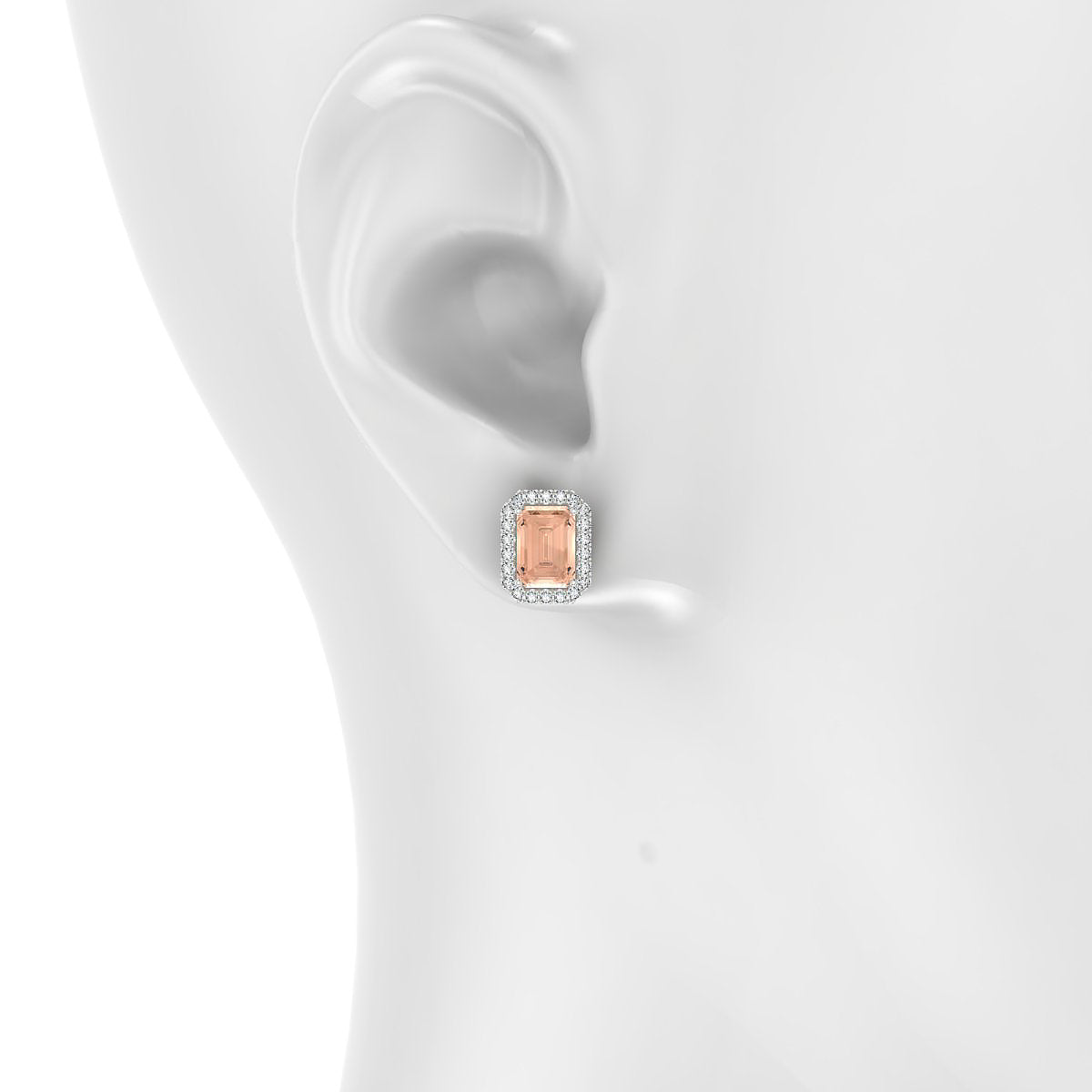 Solar | 18k White Gold 7 x 5 mm Emerald Morganite Earrings