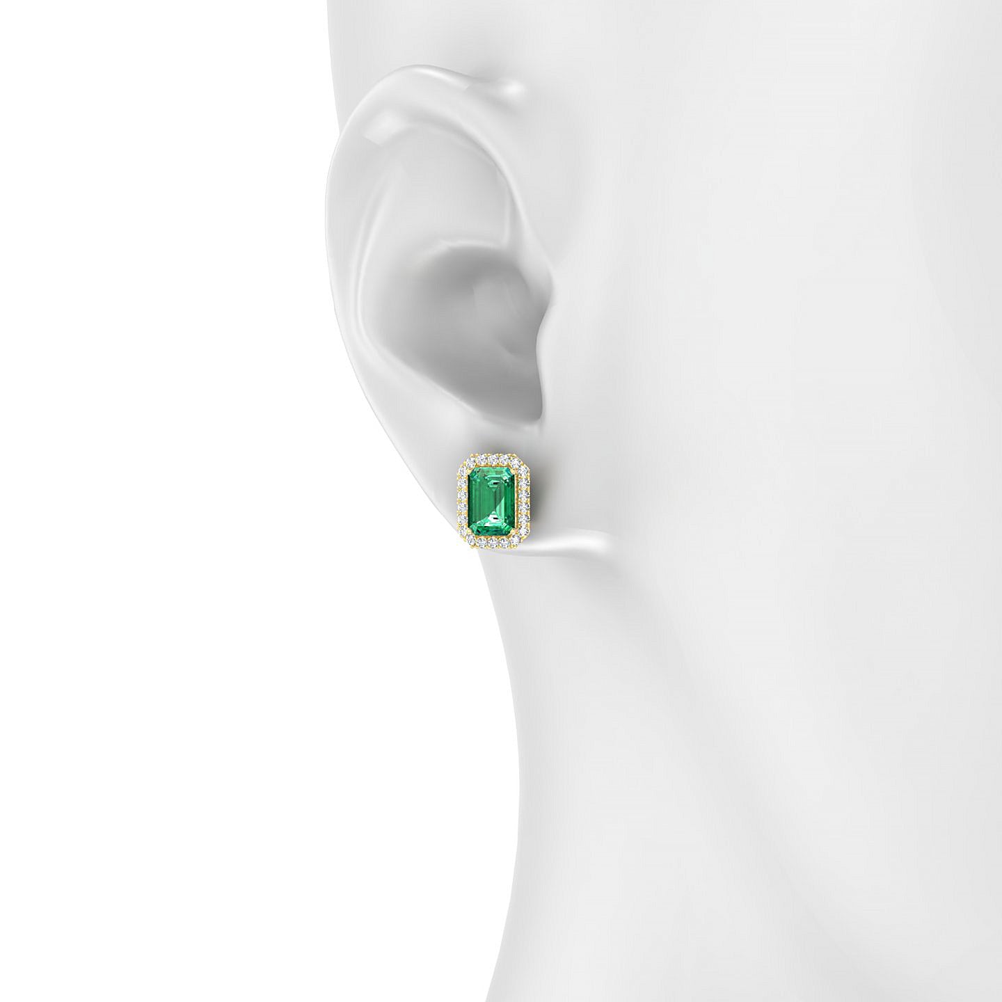 Solar | 18k Yellow Gold 7 x 5 mm Emerald Emerald Earrings