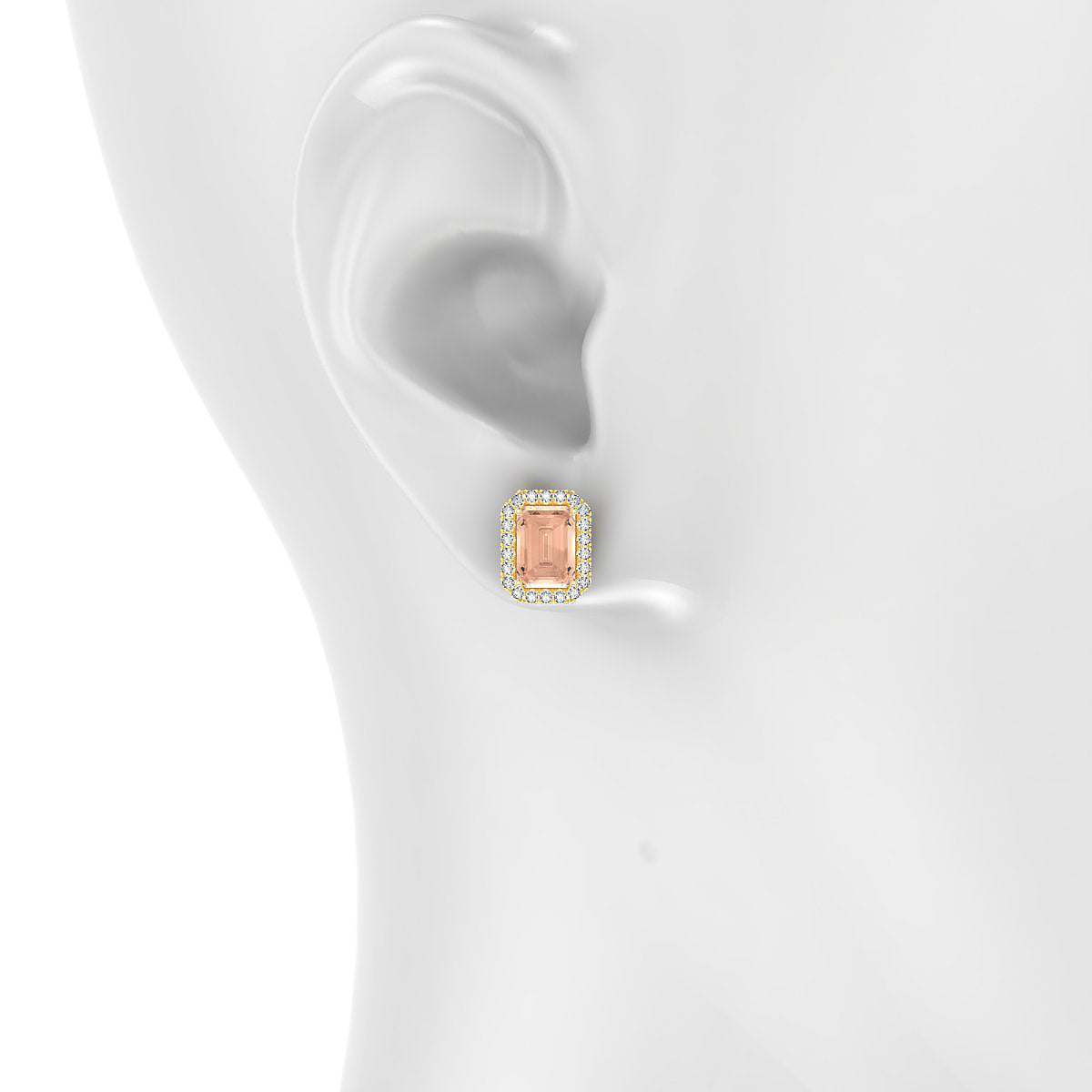 Solar | 18k Yellow Gold 7 x 5 mm Emerald Morganite Earrings