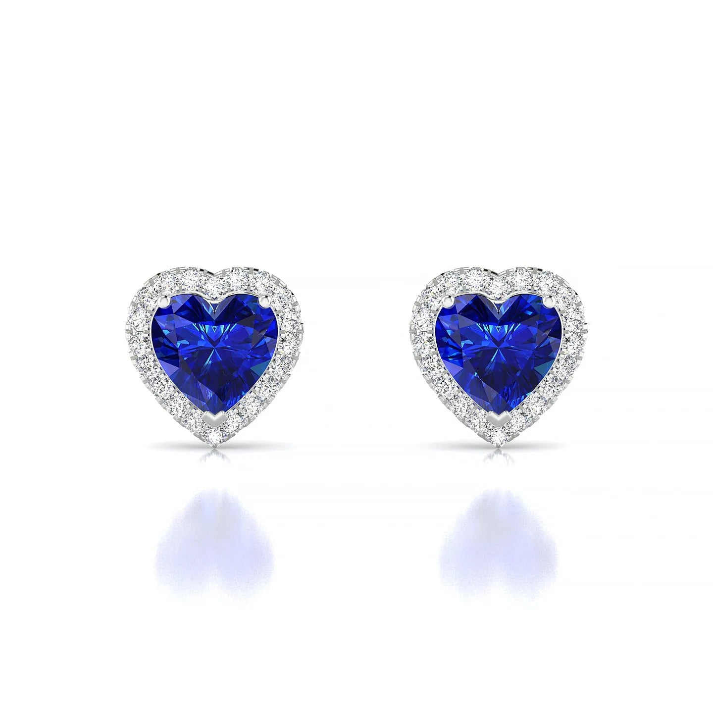 Solar | 18k White Gold 5.5 mm Heart Sapphire Earrings
