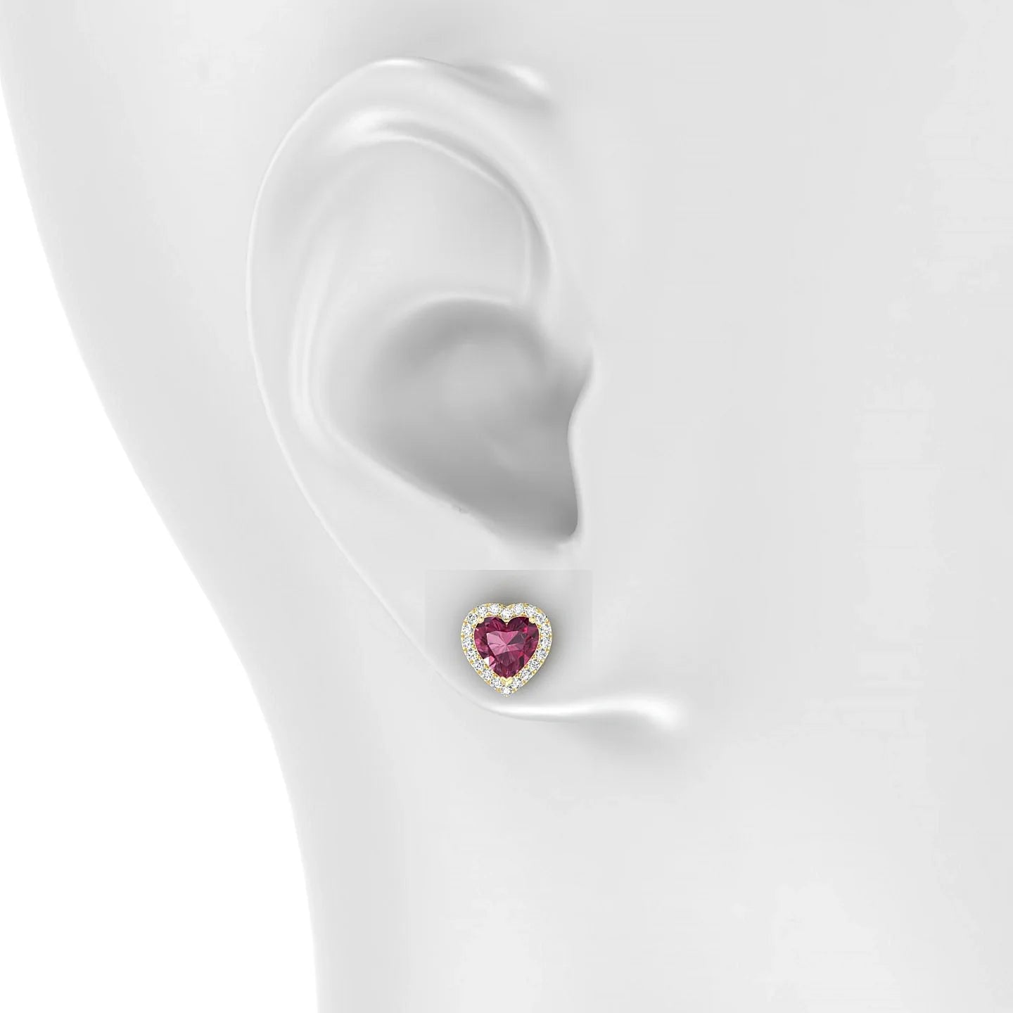 Solar | 18k Yellow Gold 6 mm Heart Rhodolite Earrings