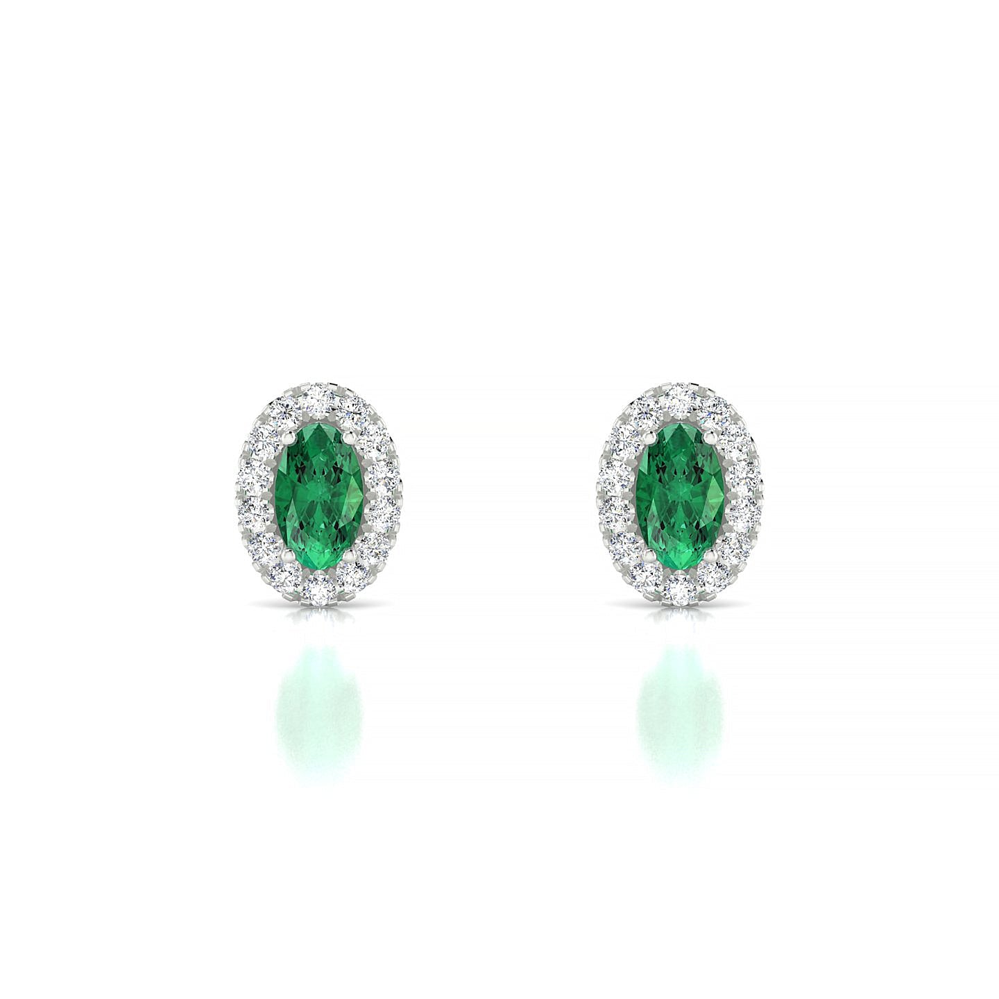 Solar | 18k White Gold 5 x 3 mm Oval Emerald Earrings