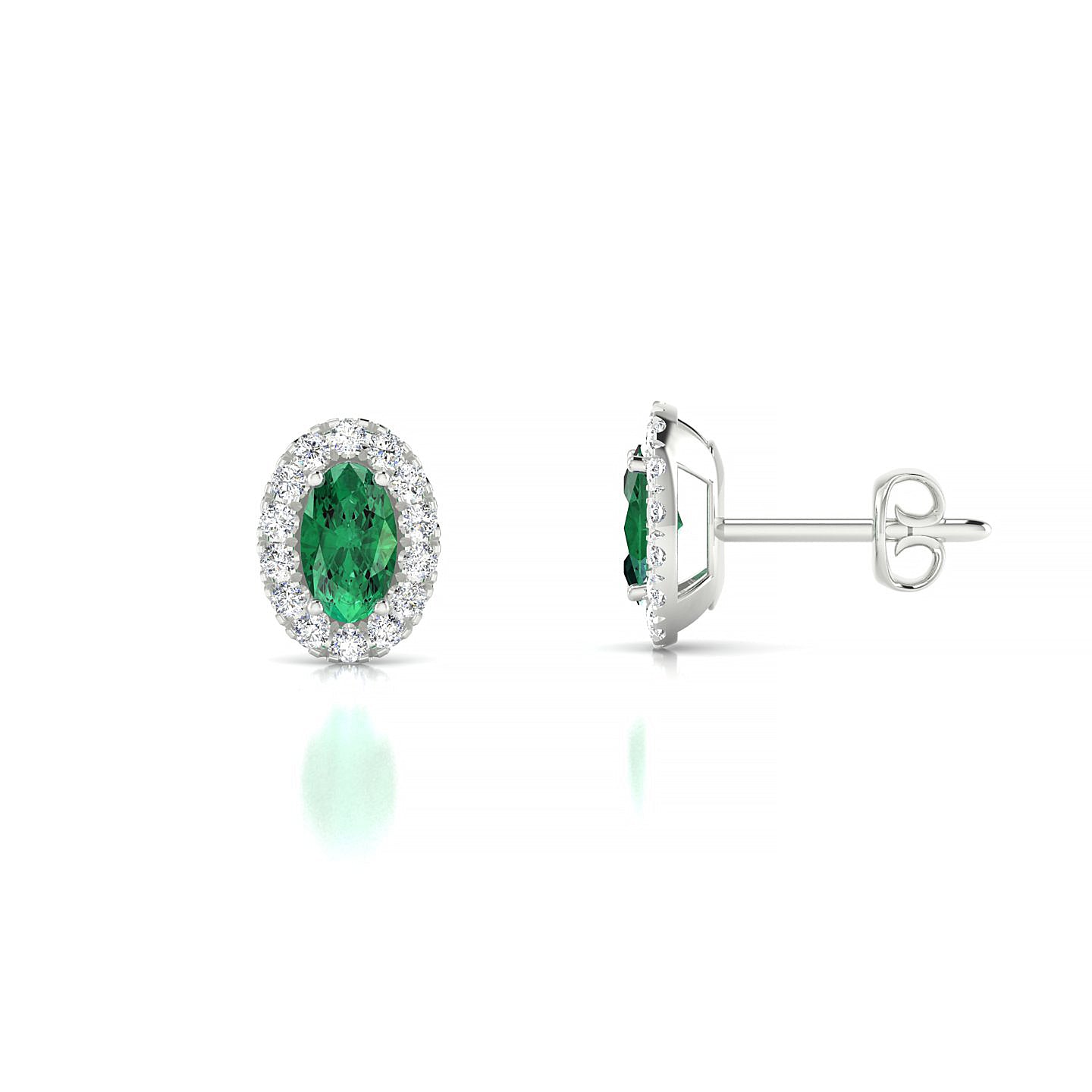 Solar | 18k White Gold 5 x 3 mm Oval Emerald Earrings