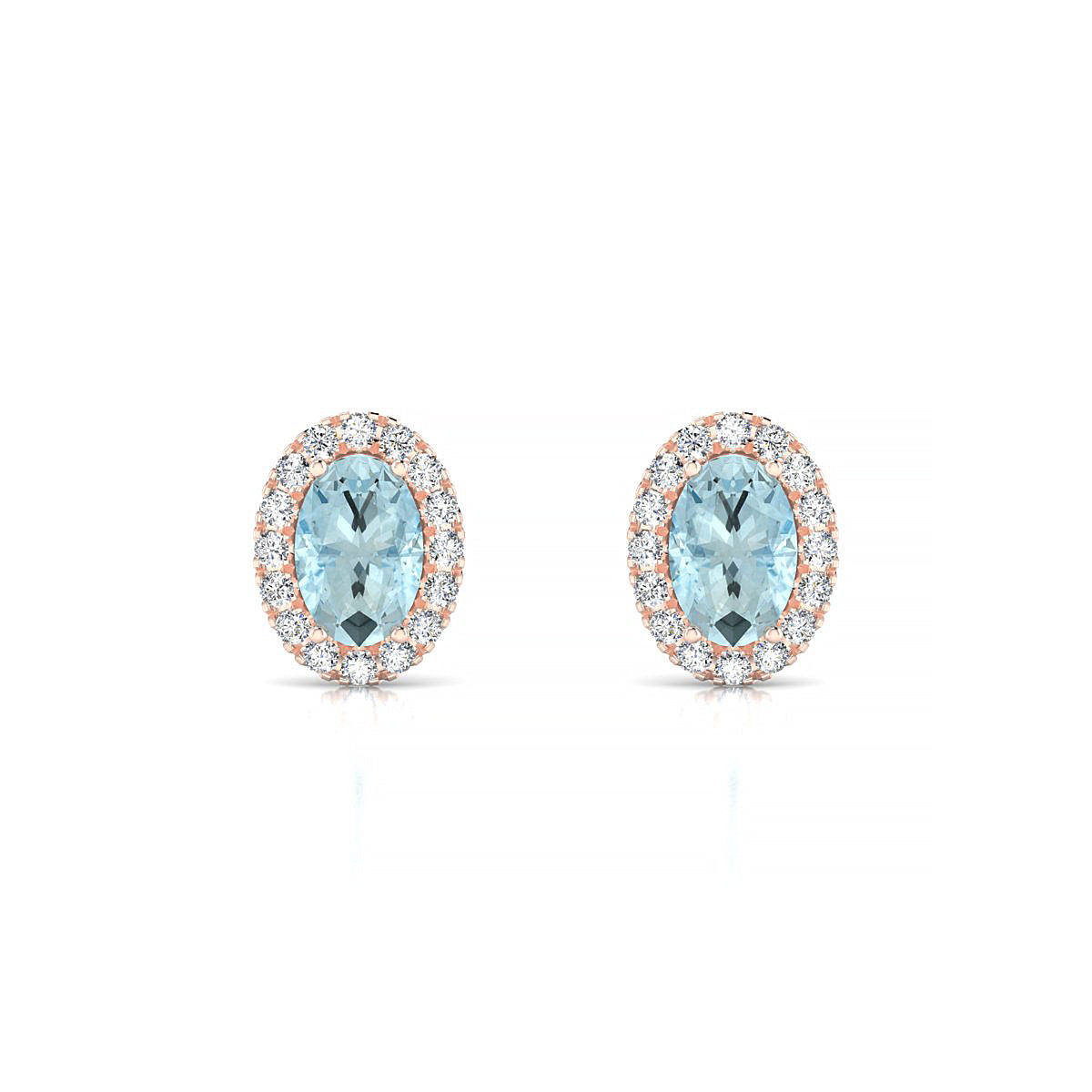 Solar | 18k Rose Gold 6 x 4 mm Oval Aquamarine Earrings