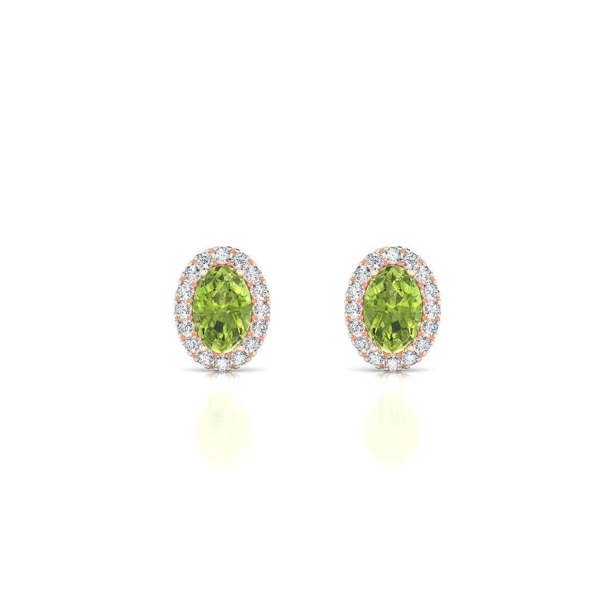 Solar | 18k Rose Gold 6 x 4 mm Oval Peridot Earrings
