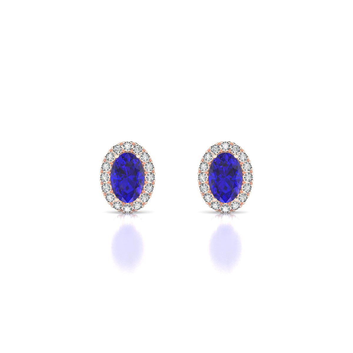 Solar | 18k Rose Gold 6 x 4 mm Oval Tanzanite Earrings