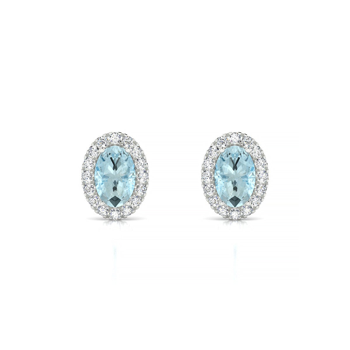 Solar | 18k White Gold 6 x 4 mm Oval Aquamarine Earrings