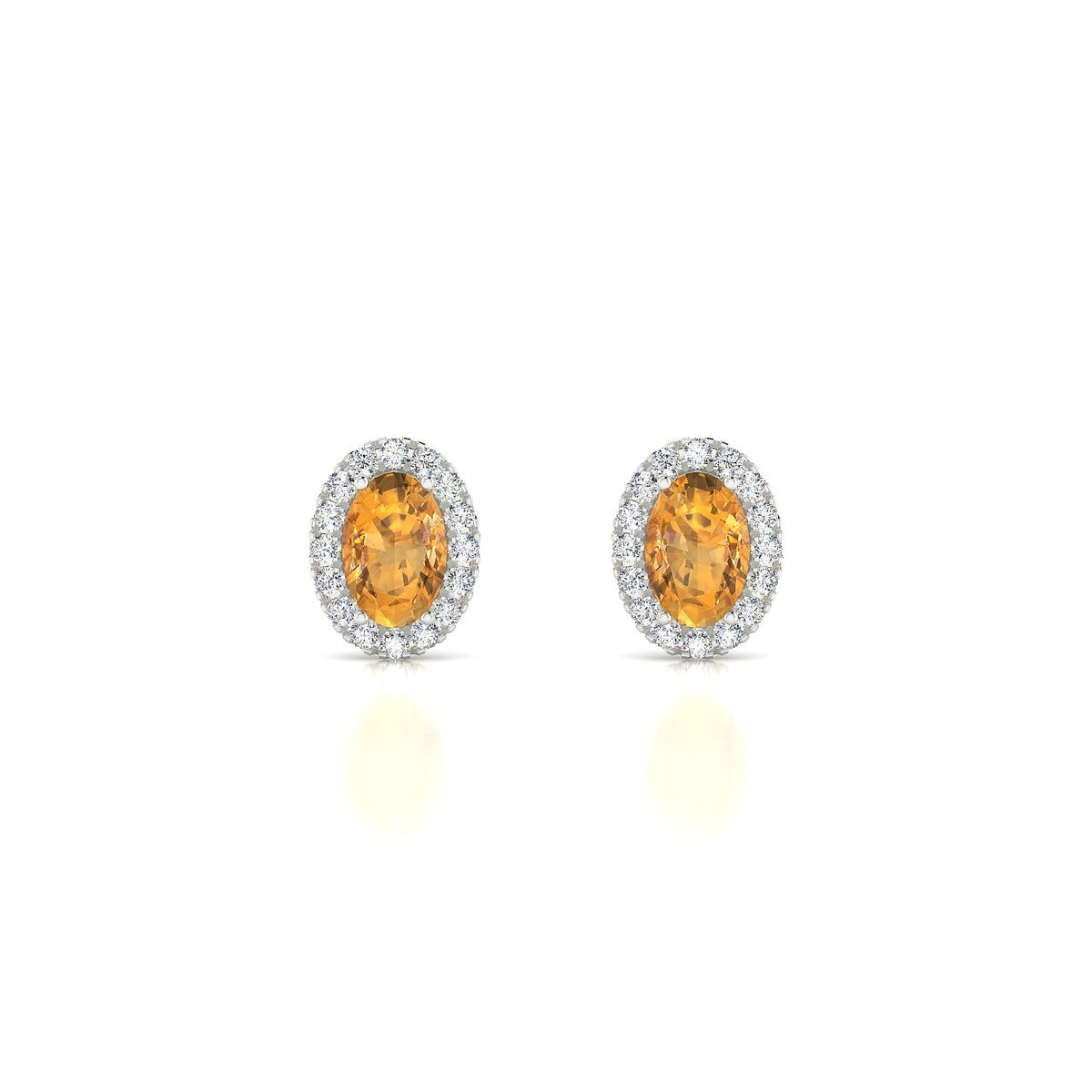 Solar | 18k White Gold 6 x 4 mm Oval Citrine Earrings