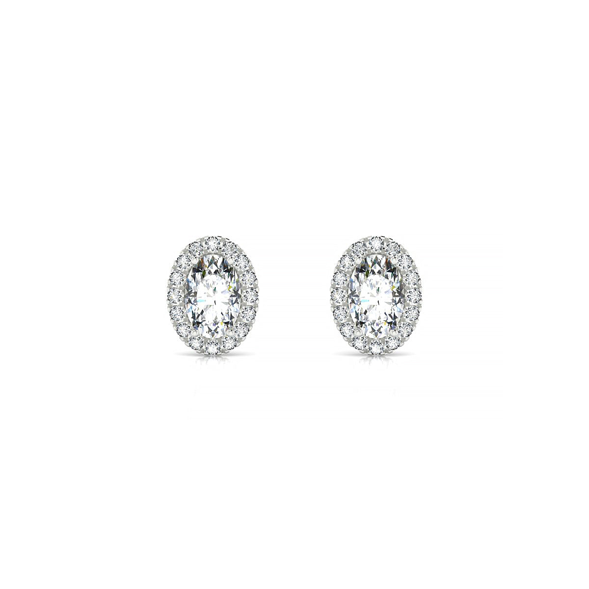 Solar | 18k White Gold 6 x 4 mm Oval Diamond Earrings