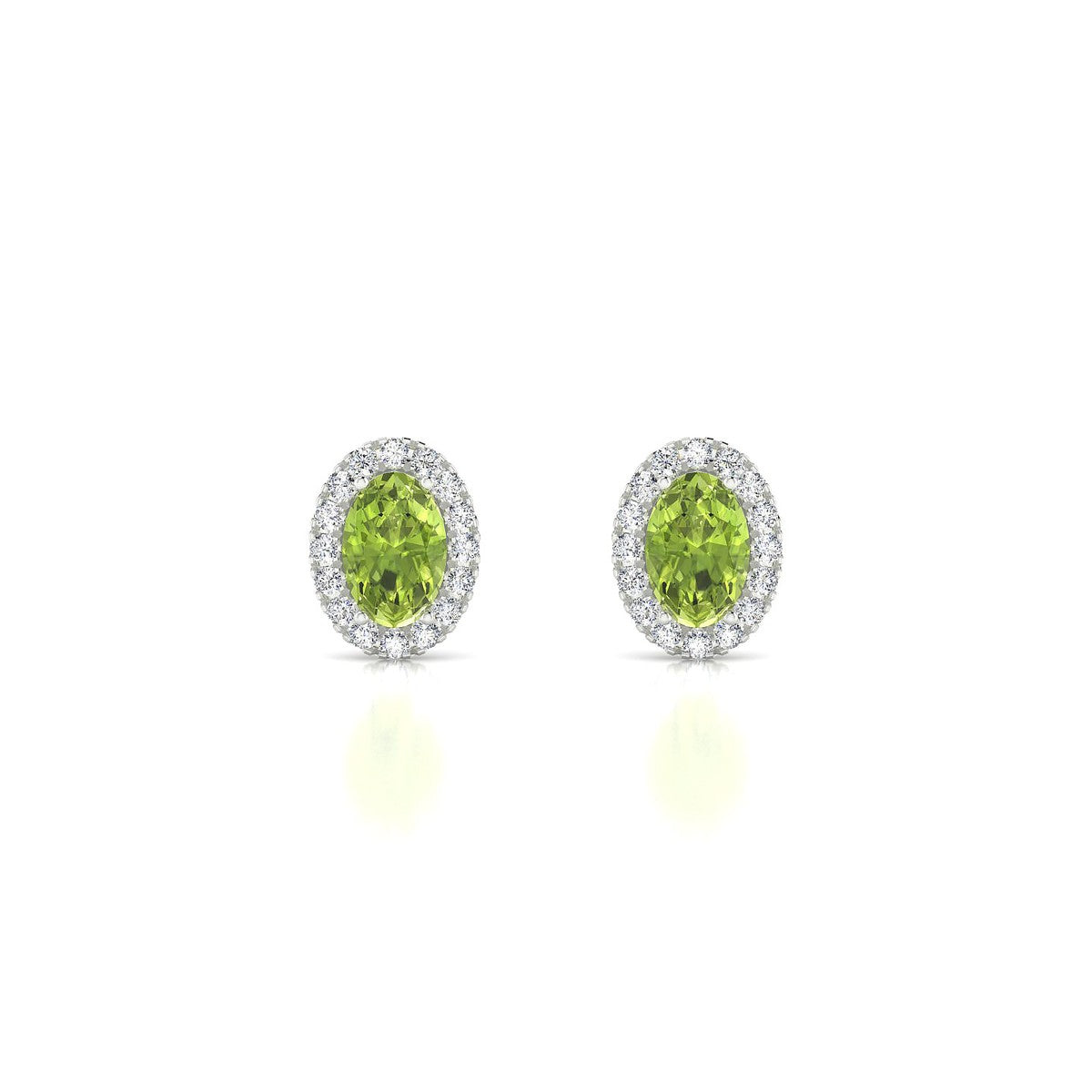 Solar | 18k White Gold 6 x 4 mm Oval Peridot Earrings