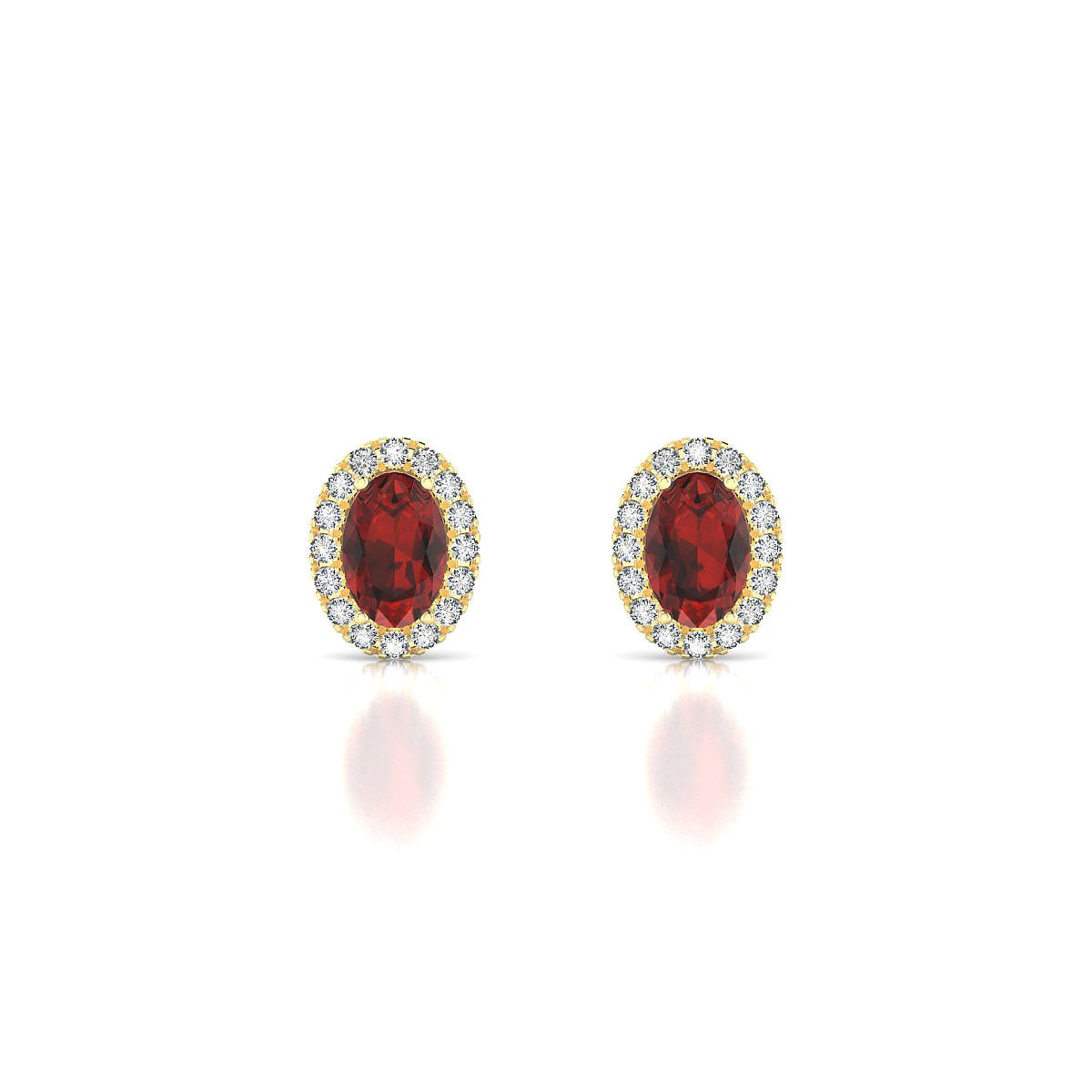 Solar | 18k Yellow Gold 6 x 4 mm Oval Garnet Earrings