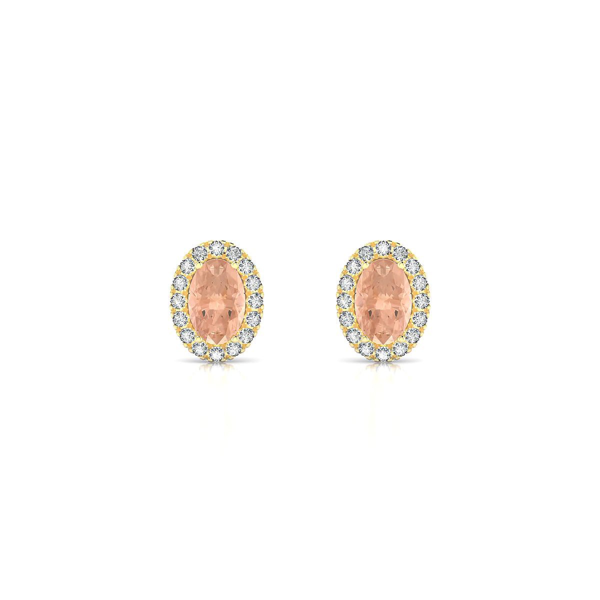Solar | 18k Yellow Gold 6 x 4 mm Oval Morganite Earrings