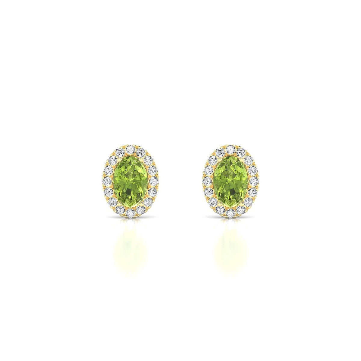 Solar | 18k Yellow Gold 6 x 4 mm Oval Peridot Earrings