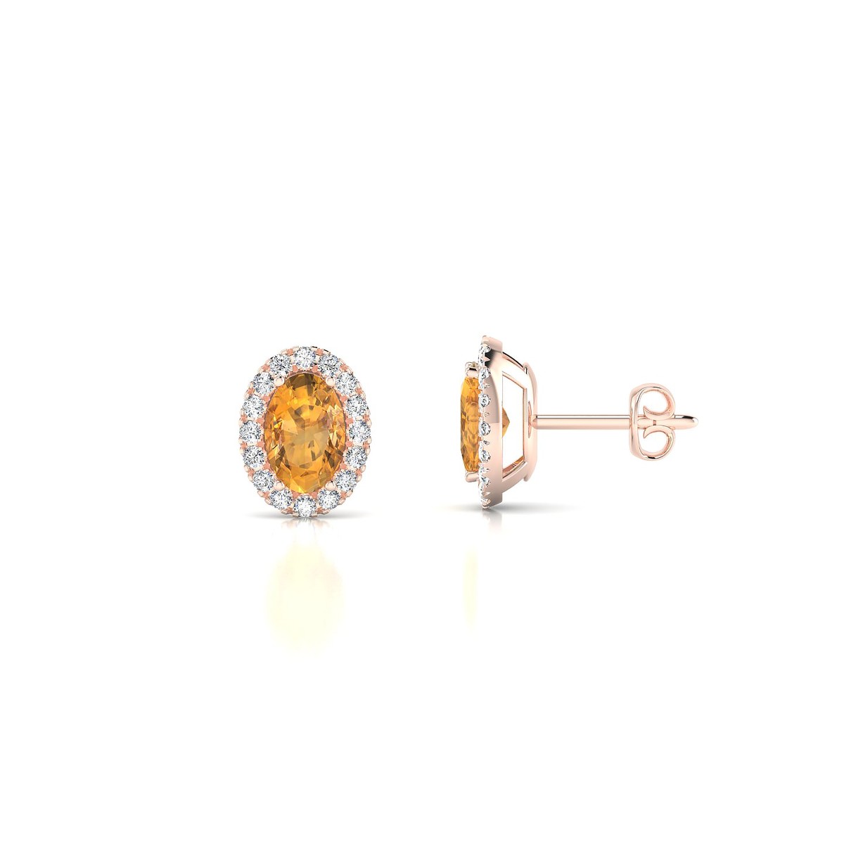 Solar | 18k Rose Gold 6 x 4 mm Oval Citrine Earrings