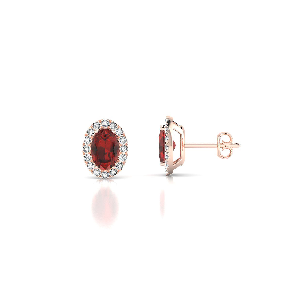 Solar | 18k Rose Gold 6 x 4 mm Oval Garnet Earrings