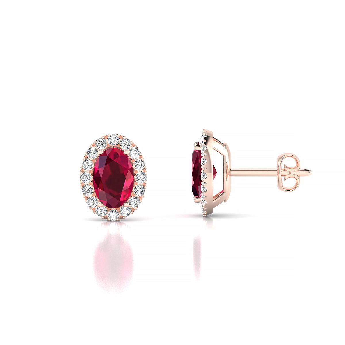 Solar | 18k Rose Gold 6 x 4 mm Oval Ruby Earrings