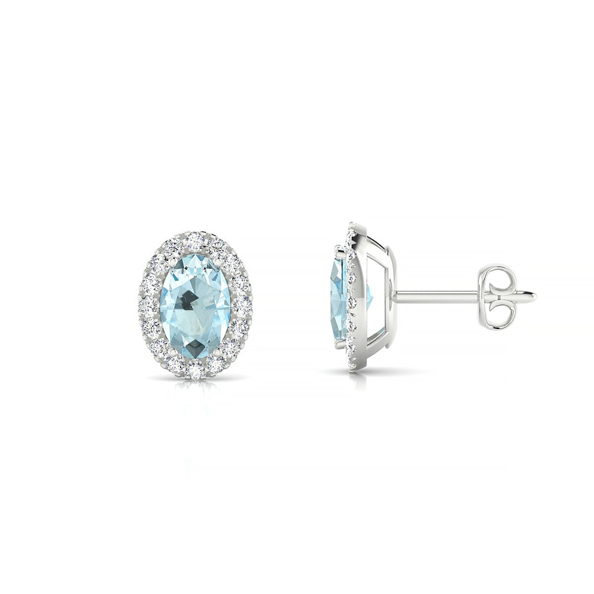 Solar | 18k White Gold 6 x 4 mm Oval Aquamarine Earrings