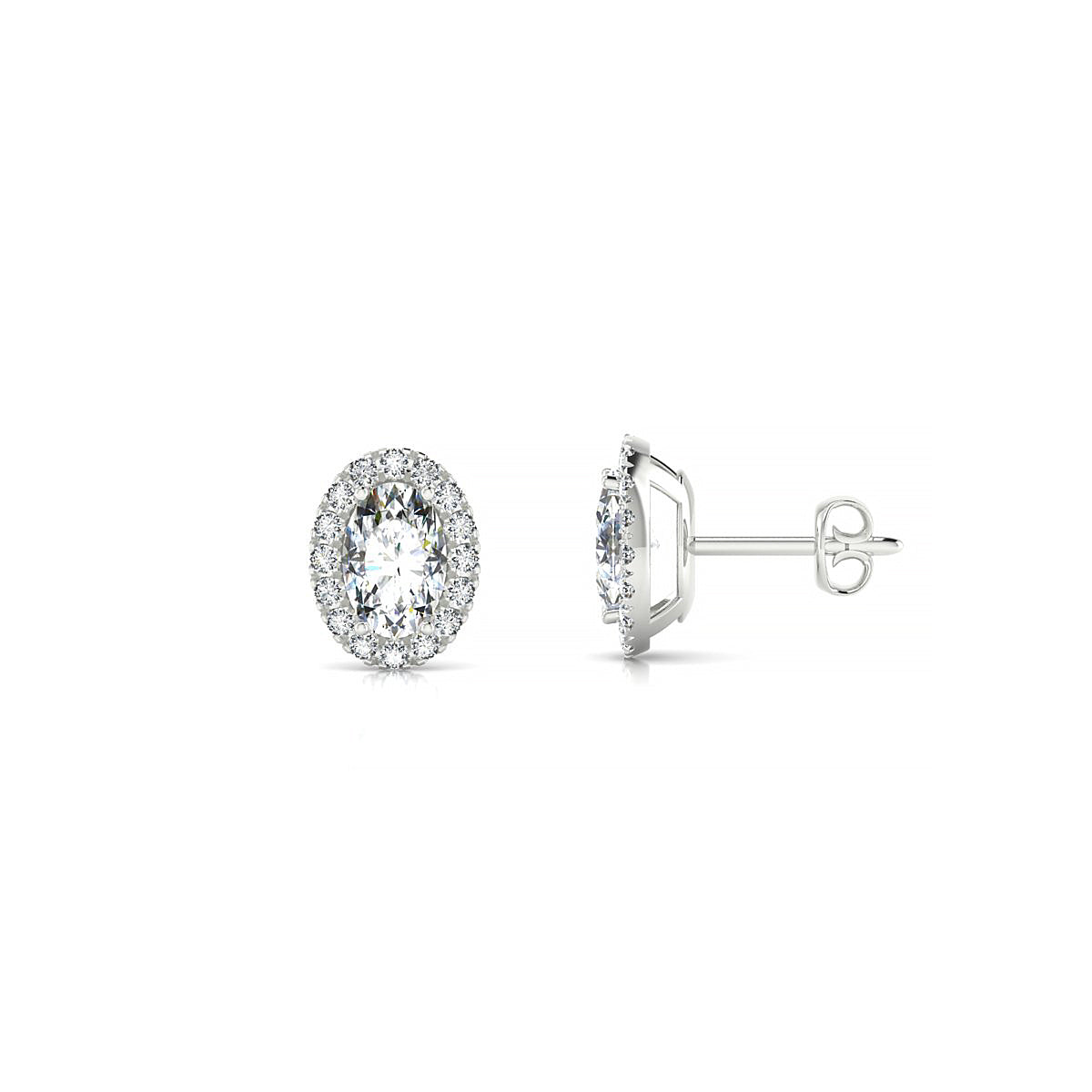Solar | 18k White Gold 6 x 4 mm Oval Diamond Earrings
