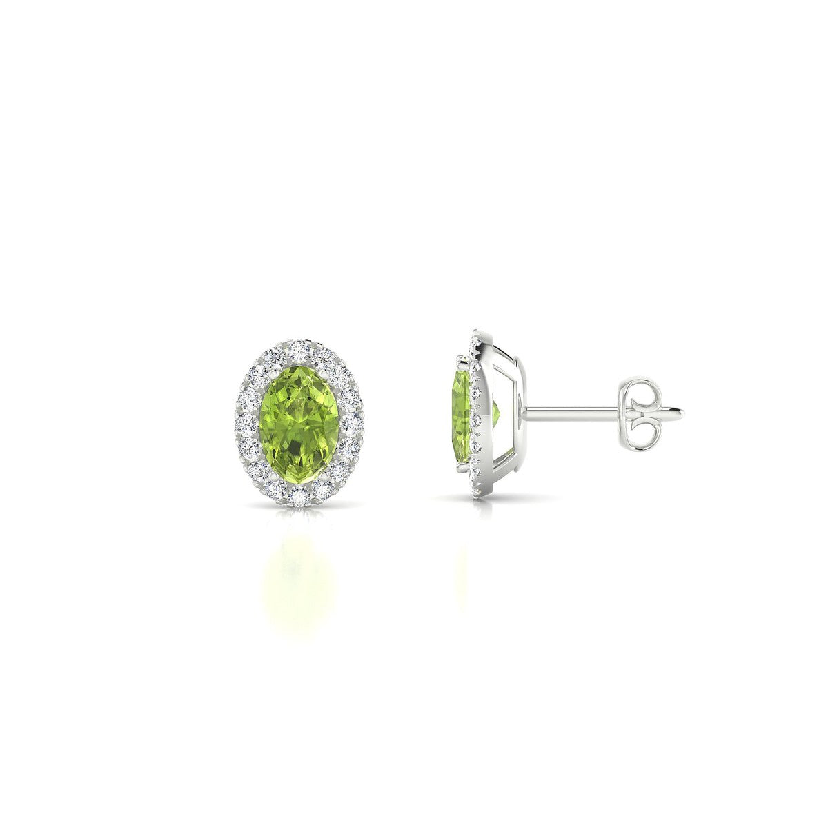 Solar | 18k White Gold 6 x 4 mm Oval Peridot Earrings