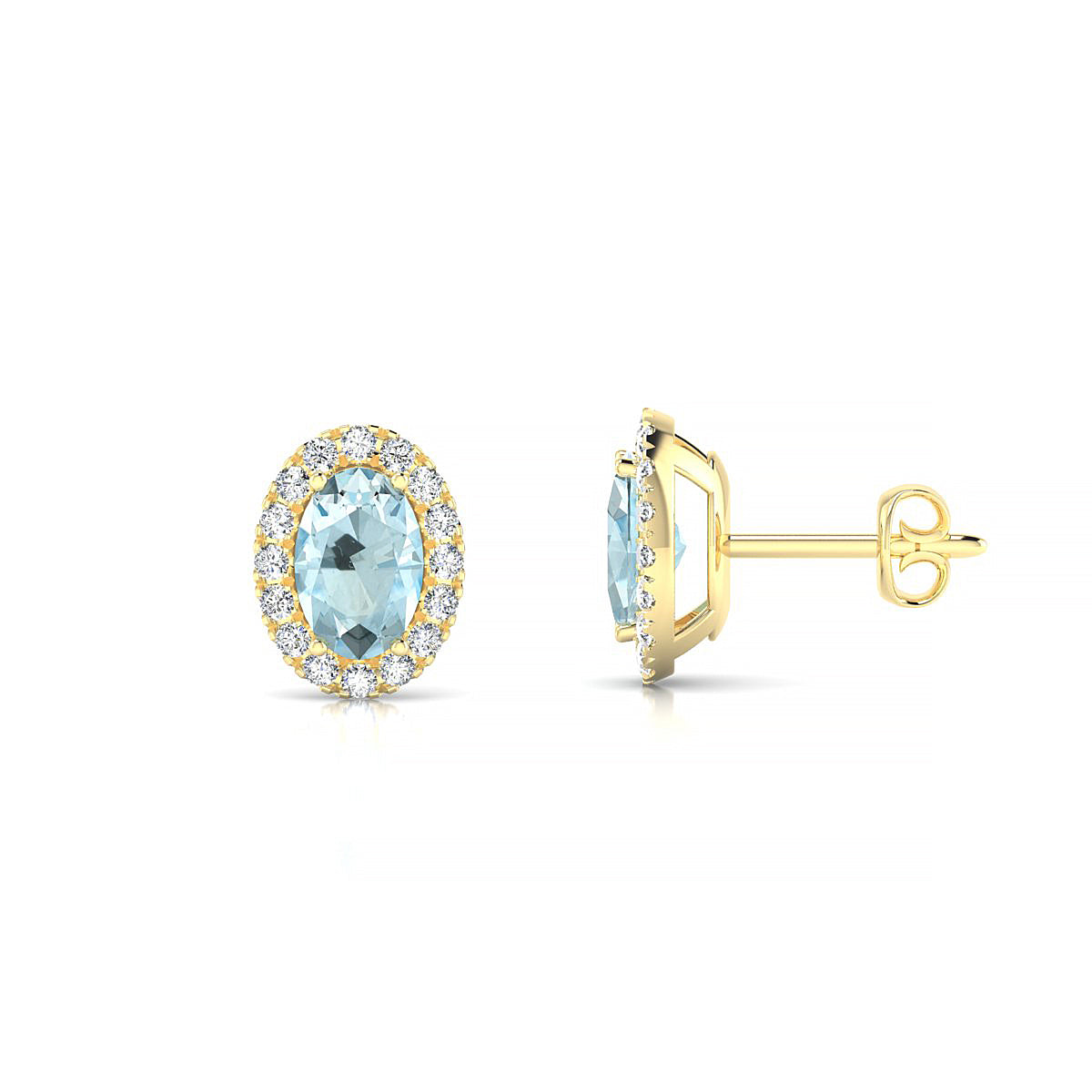 Solar | 18k Yellow Gold 6 x 4 mm Oval Aquamarine Earrings