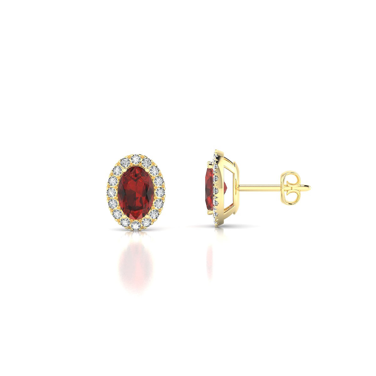 Solar | 18k Yellow Gold 6 x 4 mm Oval Garnet Earrings