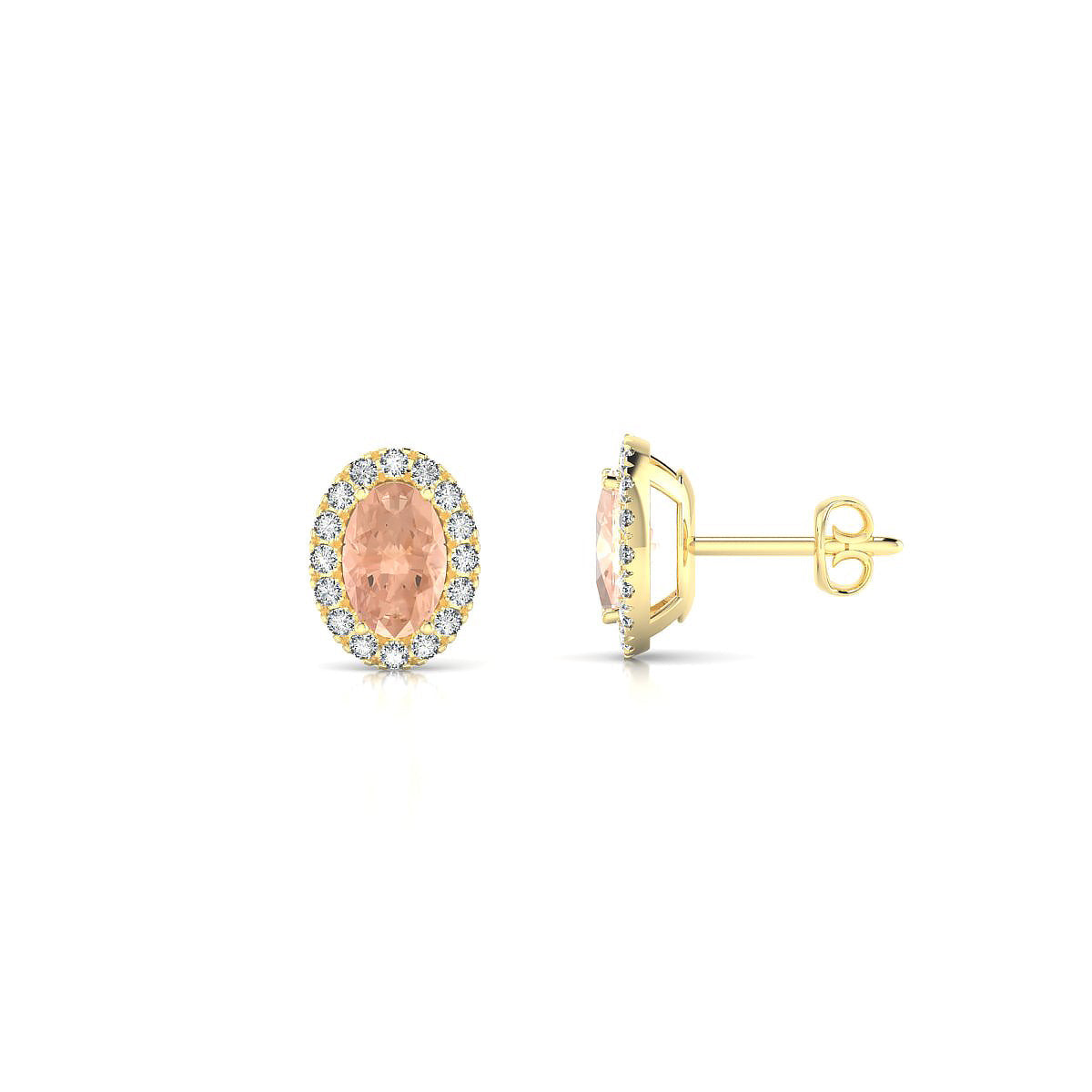 Solar | 18k Yellow Gold 6 x 4 mm Oval Morganite Earrings
