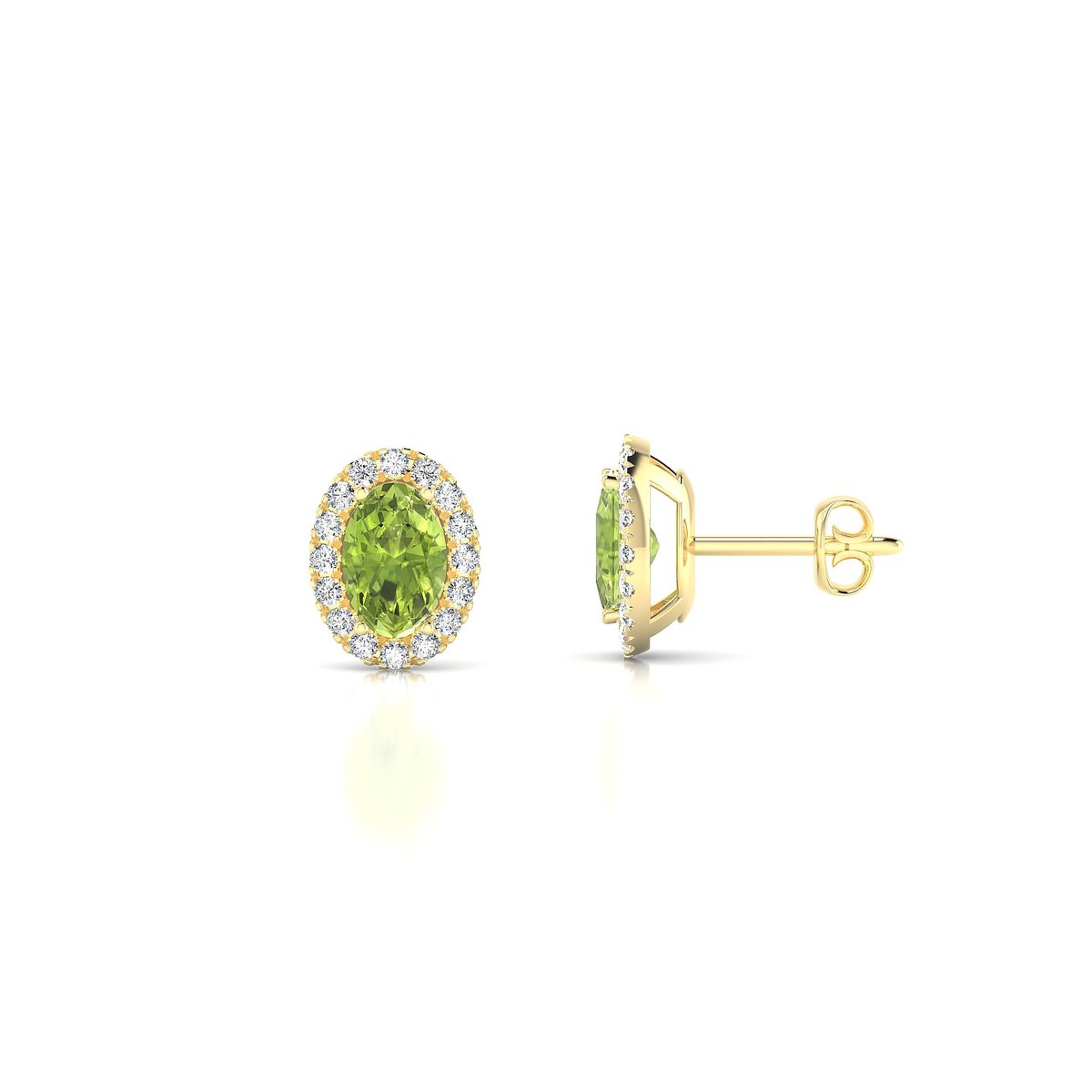 Solar | 18k Yellow Gold 6 x 4 mm Oval Peridot Earrings