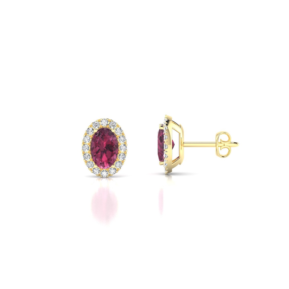 Solar | 18k Yellow Gold 6 x 4 mm Oval Rhodolite Earrings