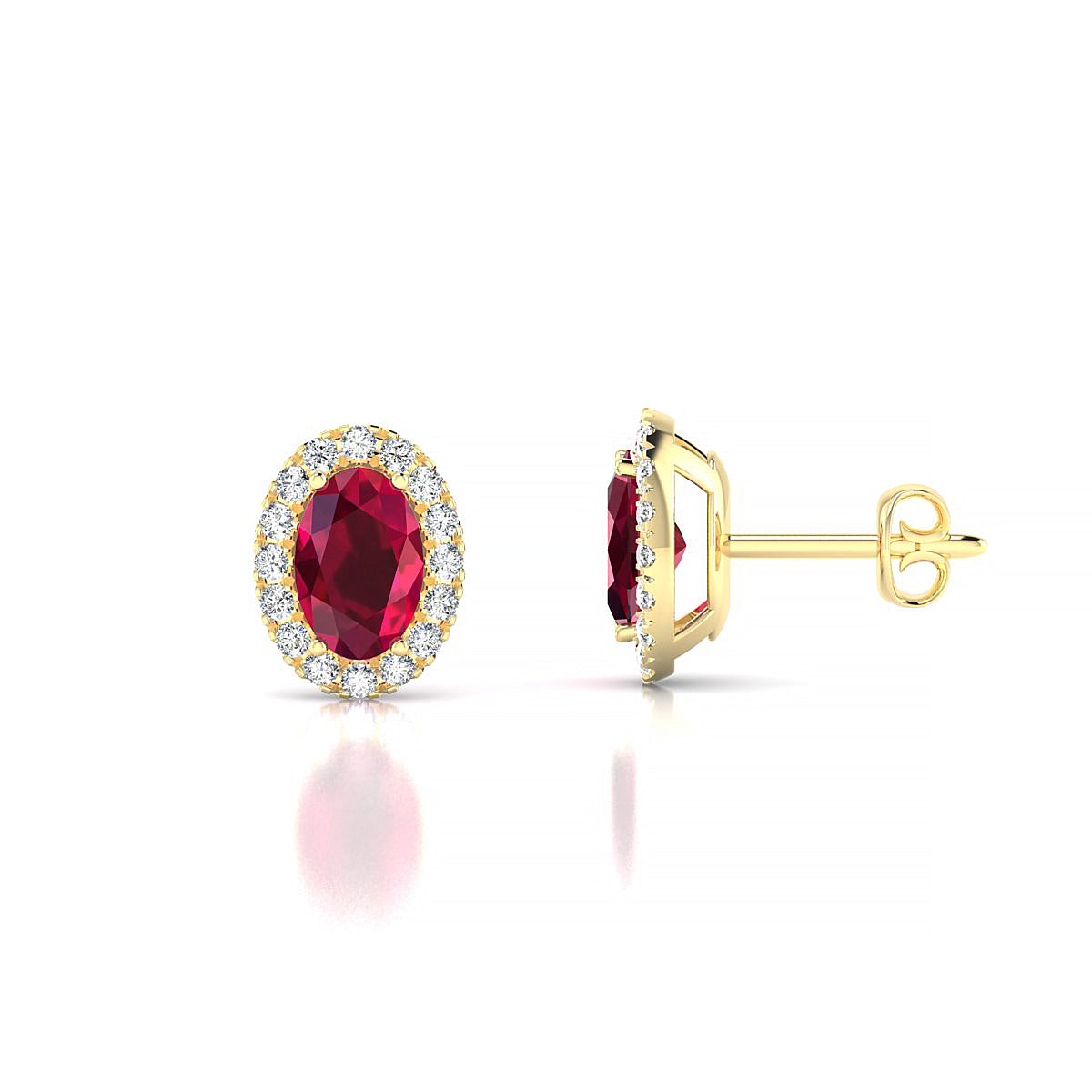 Solar | 18k Yellow Gold 6 x 4 mm Oval Ruby Earrings